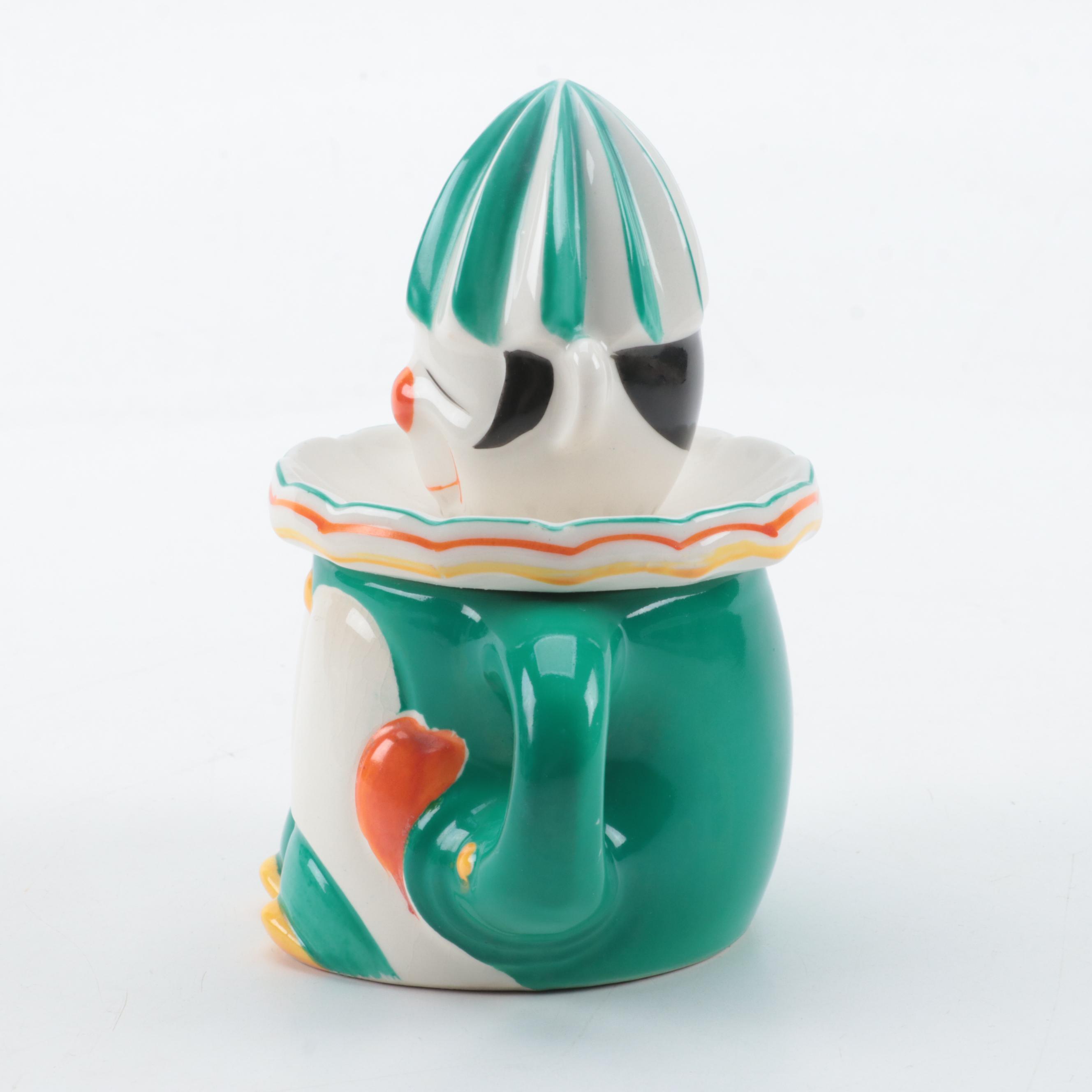 Moriyama Mori-Machi Japanese Clown Shaped Ceramic Juicer, Mid-20th Century