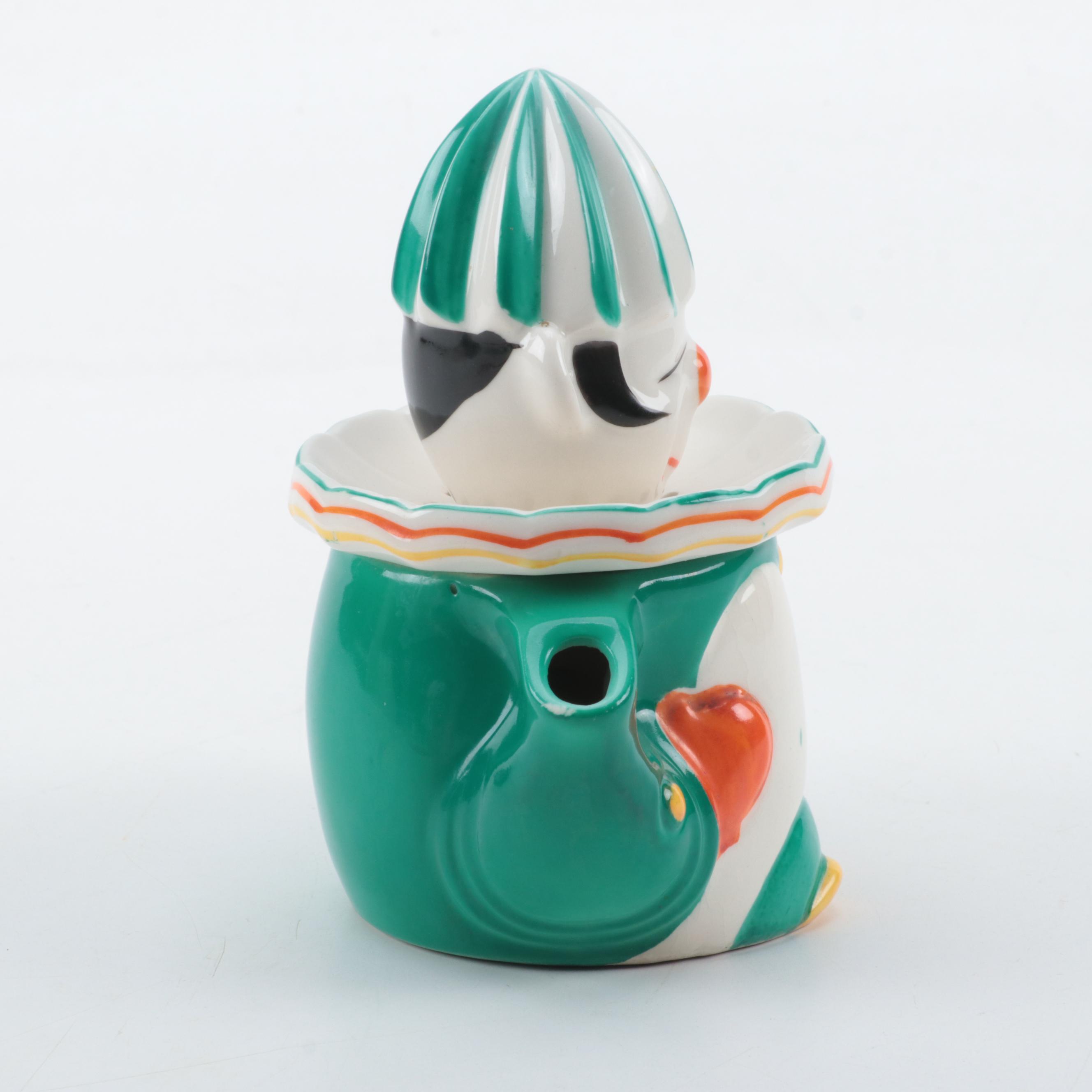 Moriyama Mori-Machi Japanese Clown Shaped Ceramic Juicer, Mid-20th Century