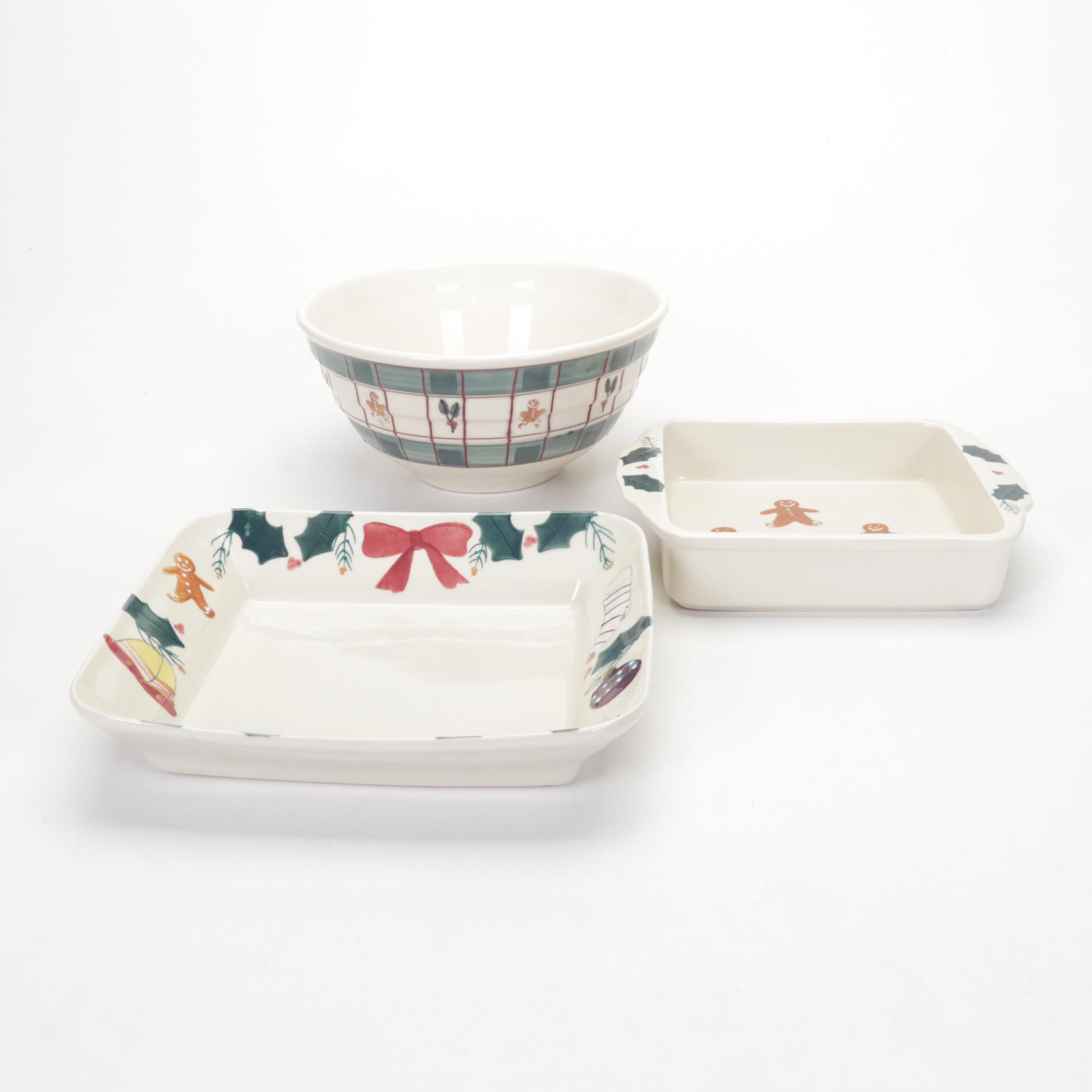 Spode "Christmas Tree" Casserole Dish and Other Tableware