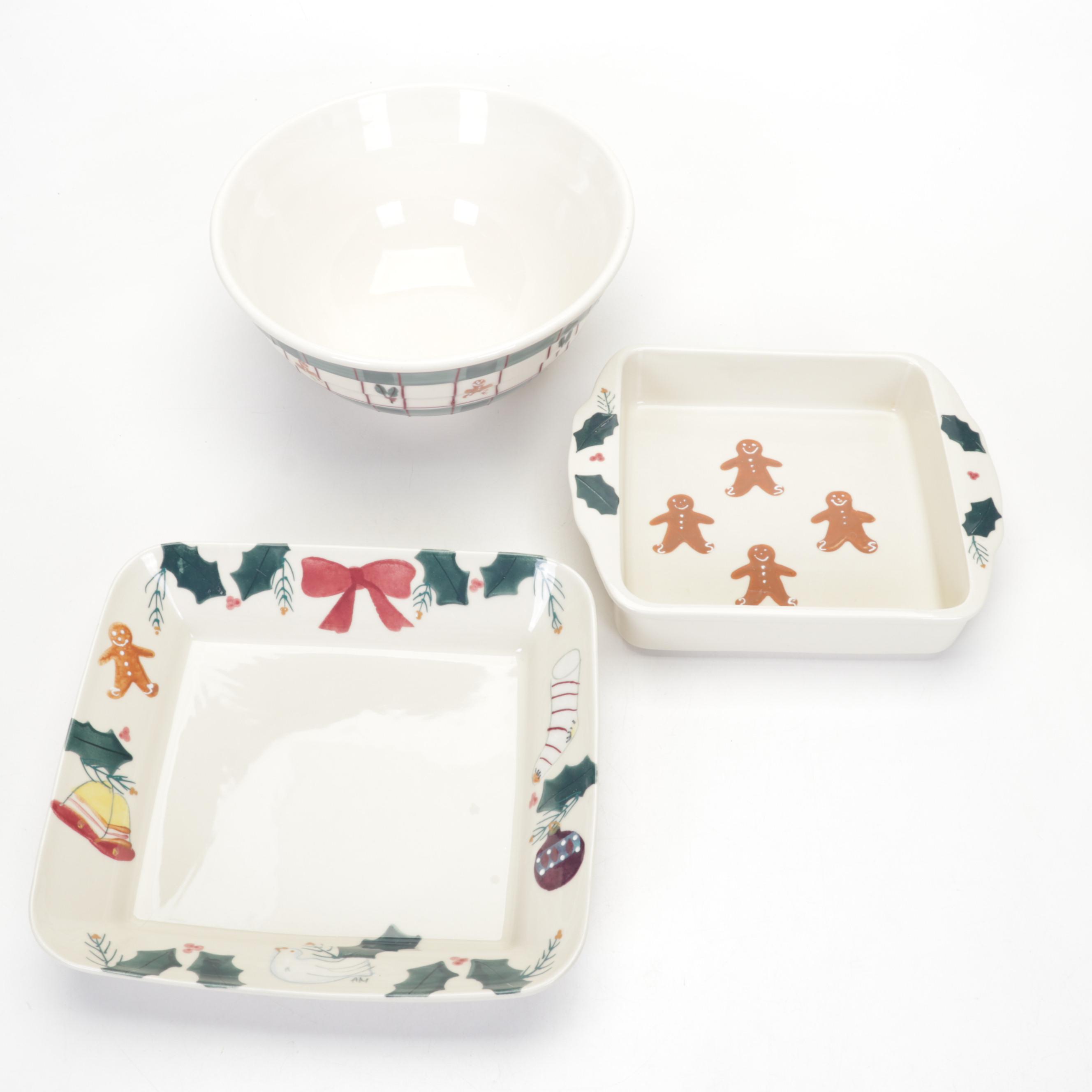 Spode "Christmas Tree" Casserole Dish and Other Tableware