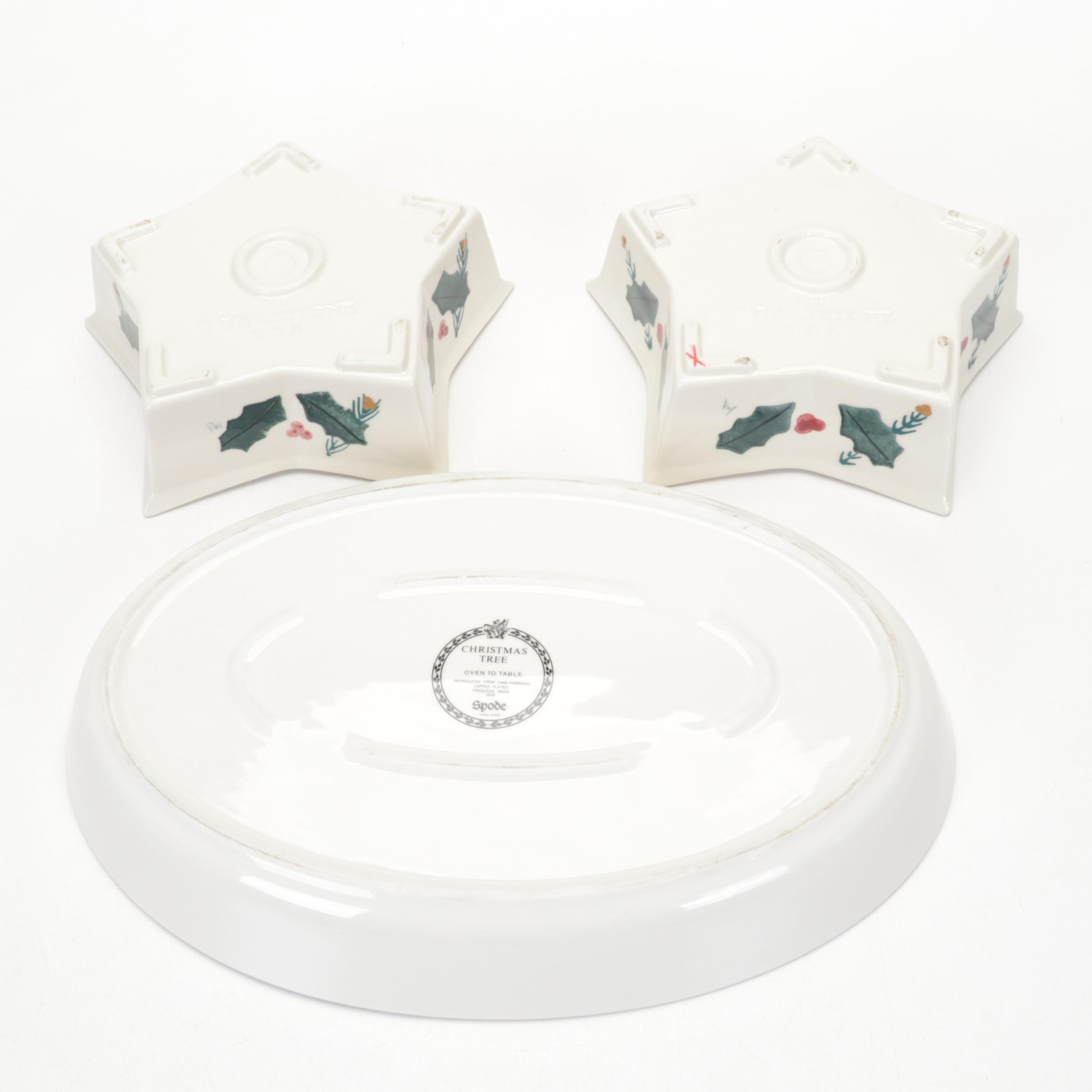 Spode "Christmas Tree" Casserole Dish and Other Tableware