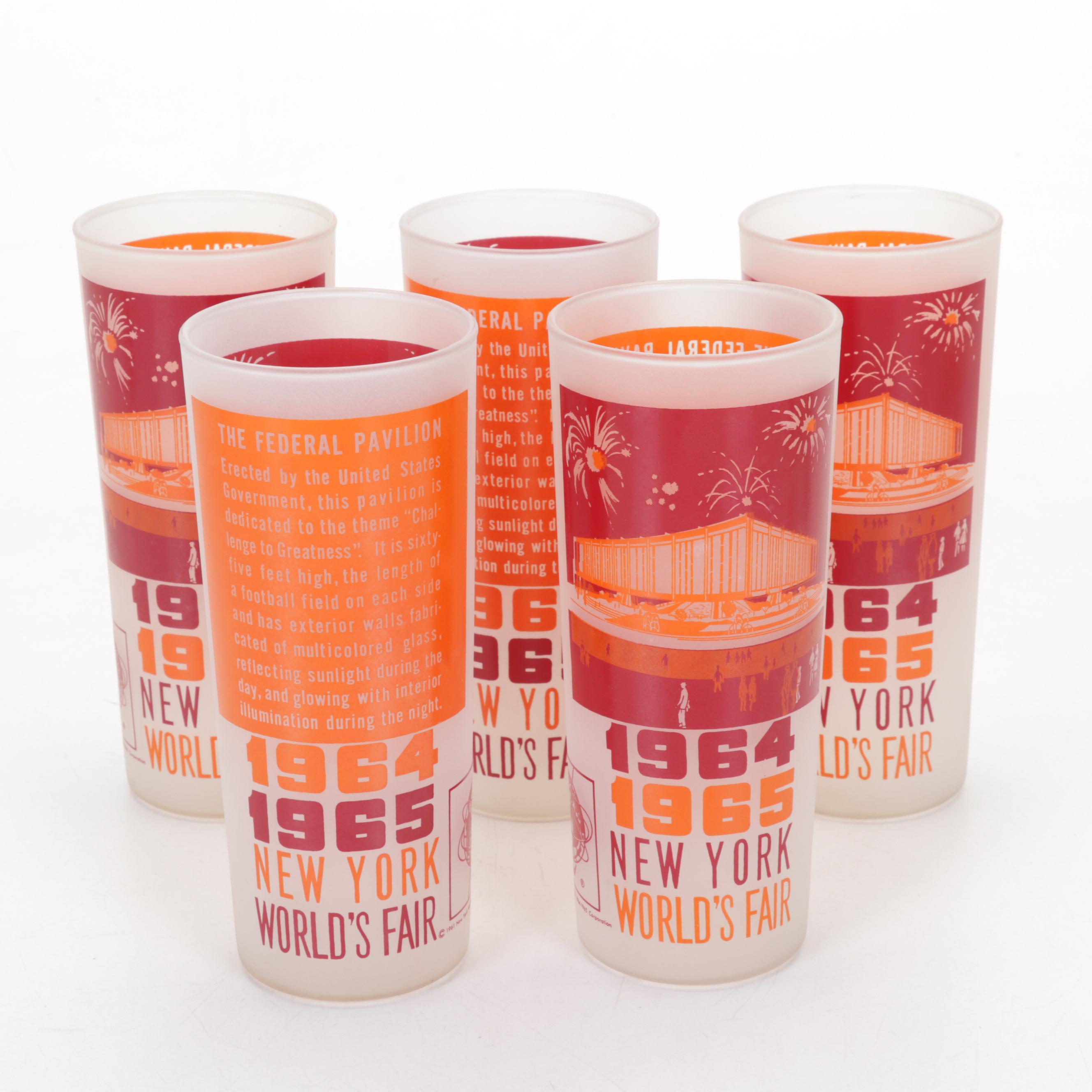 1964-65 New York World's Fair Tumblers with Mid Century Modern Barware