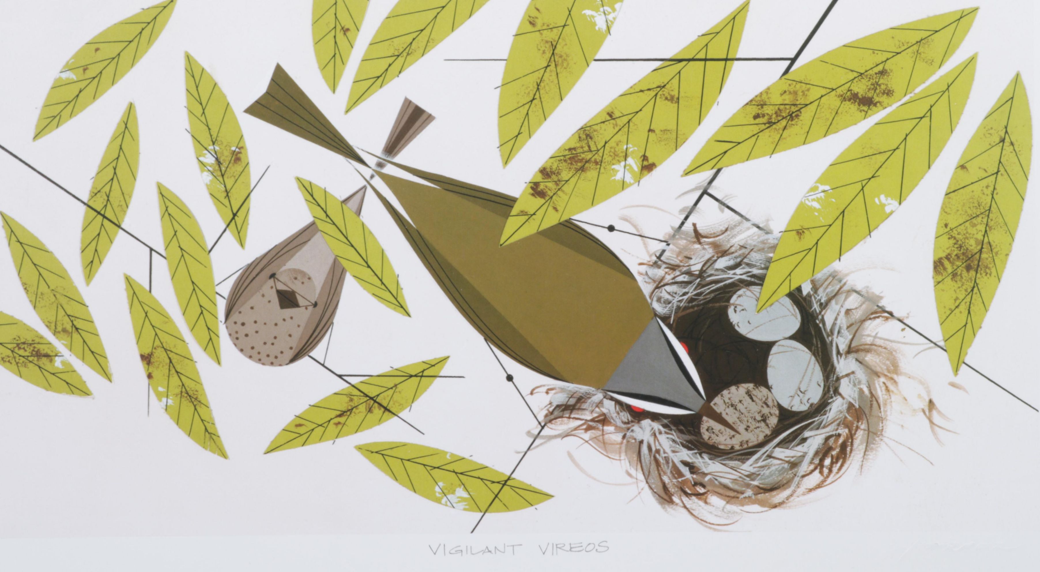 Offset Lithograph After Charley Harper "Vigilant Vireos," Circa 2008