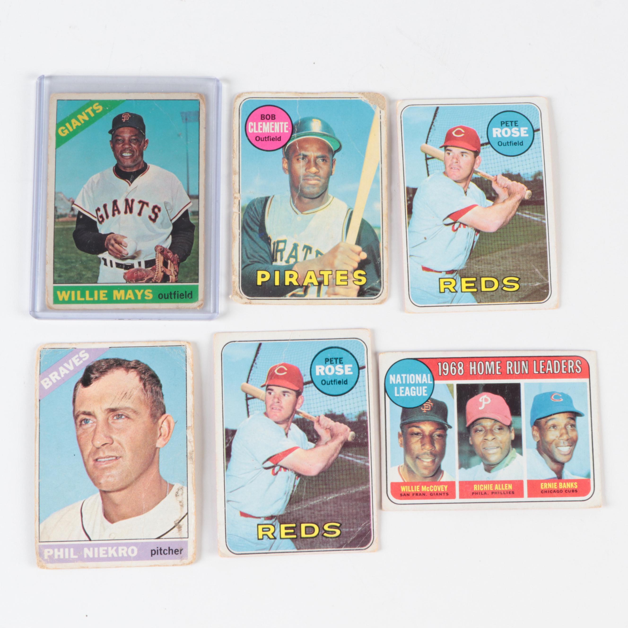 Topps Baseball Cards with Mays, Clemente, Gibson, Rose and More, 1950s–1960s