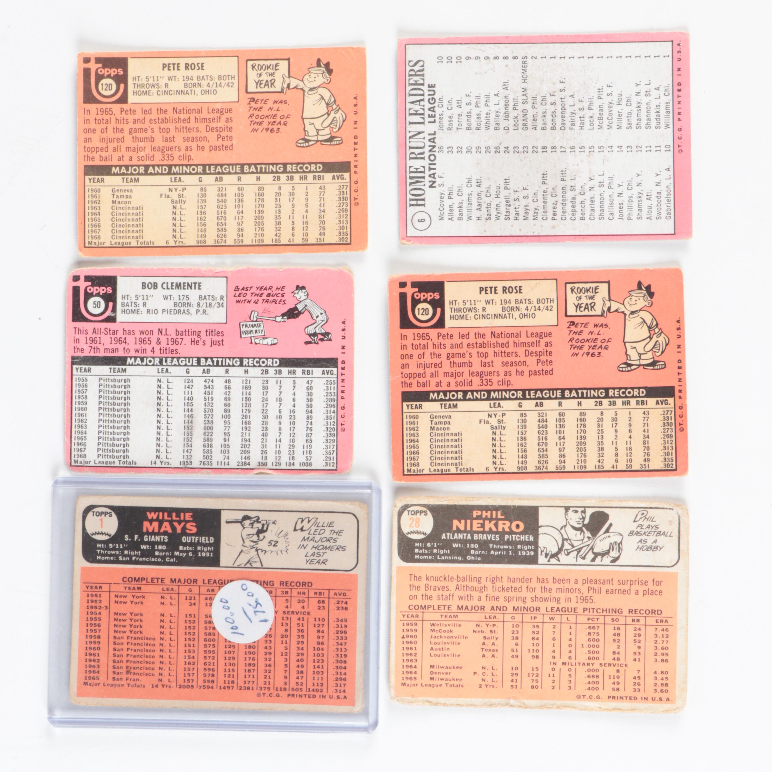 Topps Baseball Cards with Mays, Clemente, Gibson, Rose and More, 1950s–1960s