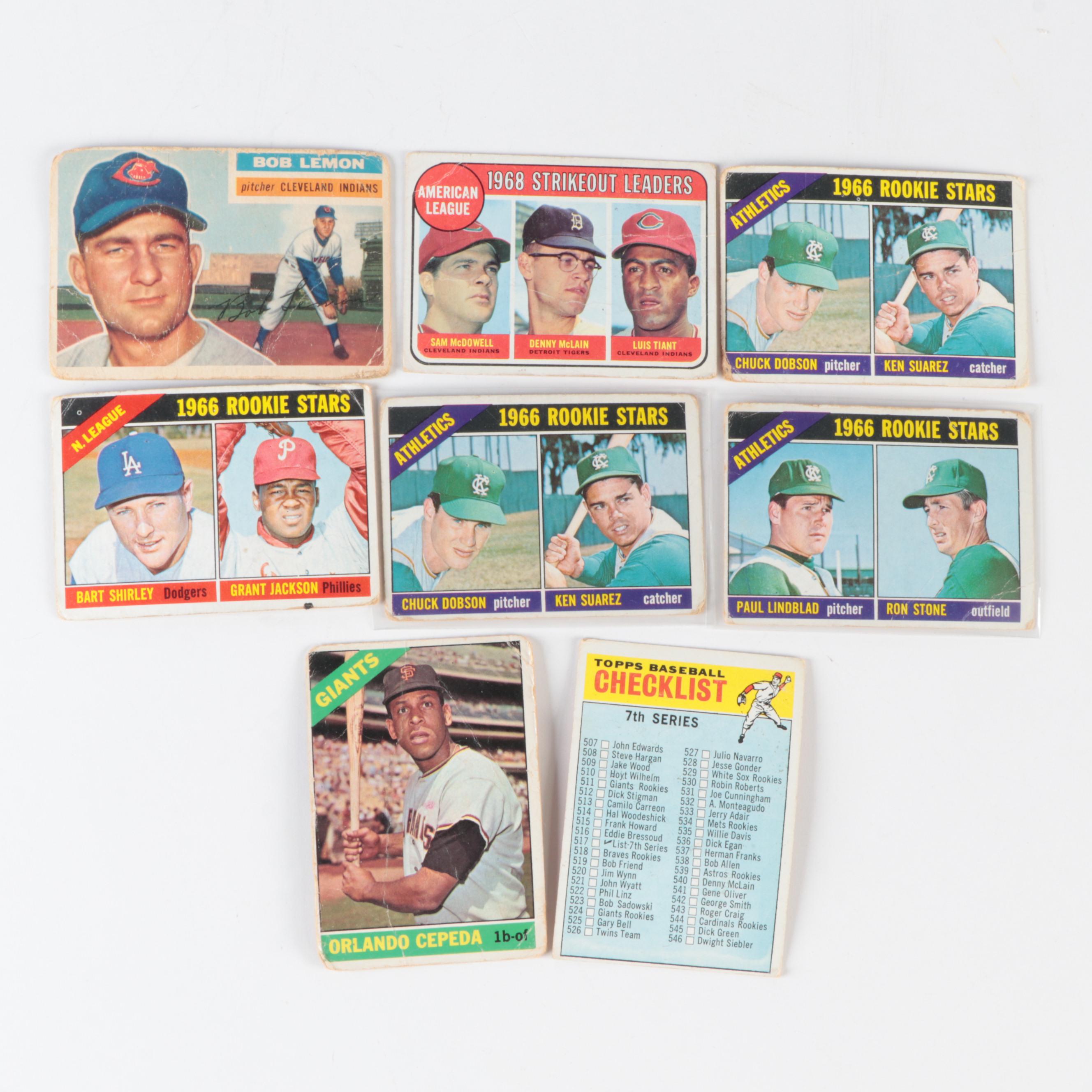 Topps Baseball Cards with Mays, Clemente, Gibson, Rose and More, 1950s–1960s