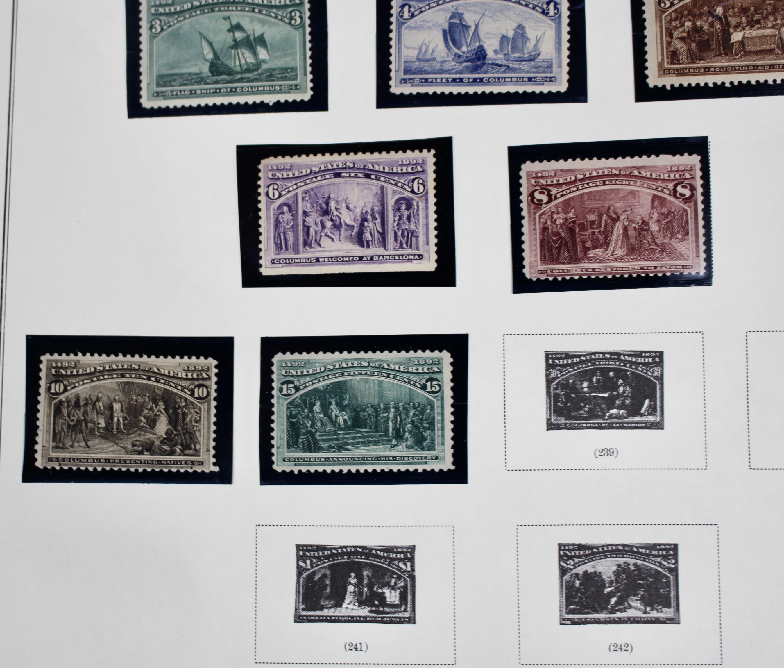 Nine Unused 1893 Columbian Exposition Postage Stamps