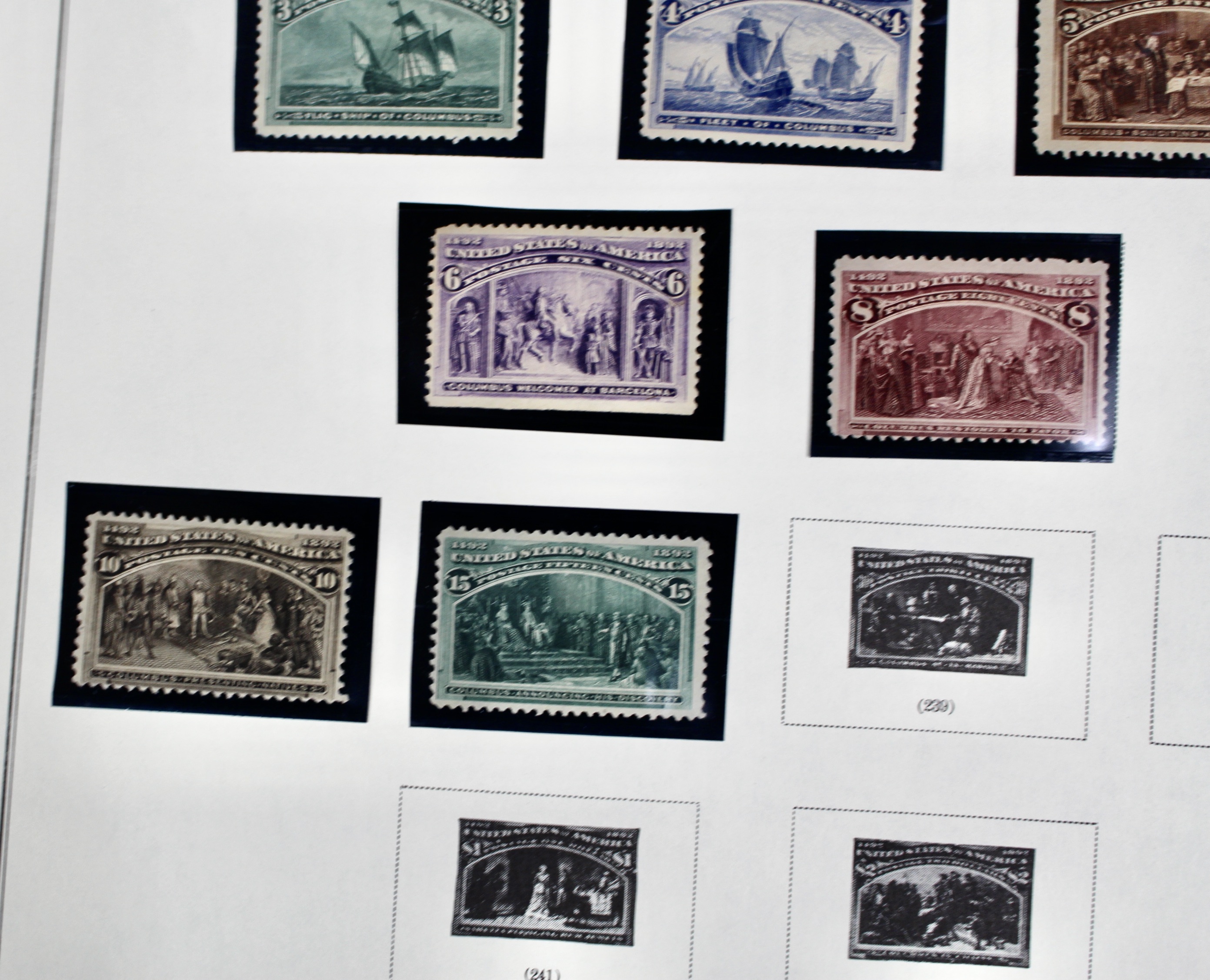 Nine Unused 1893 Columbian Exposition Postage Stamps
