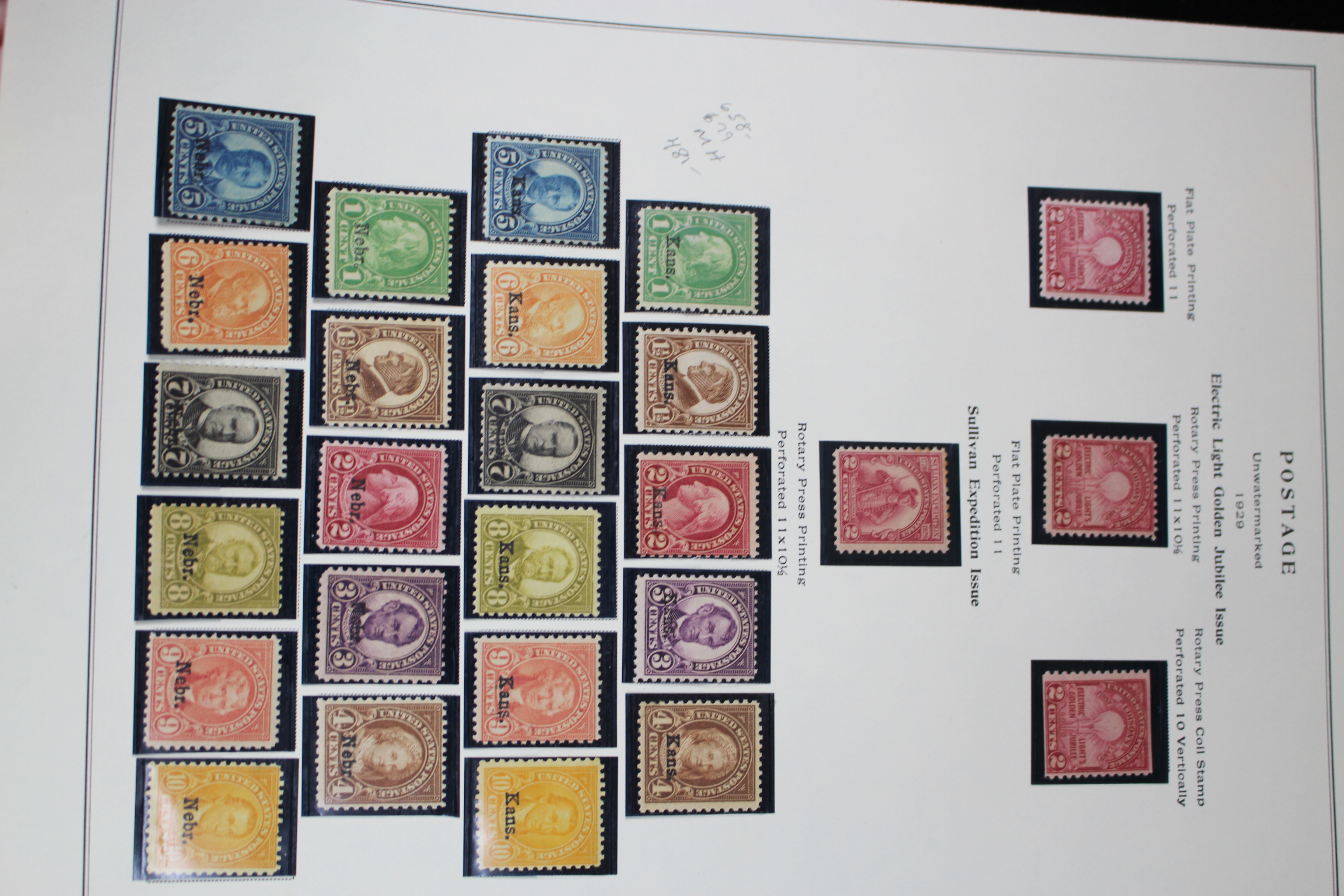 Mint Condition 1929 Kansas and Nebraska Overprint Postage Stamps