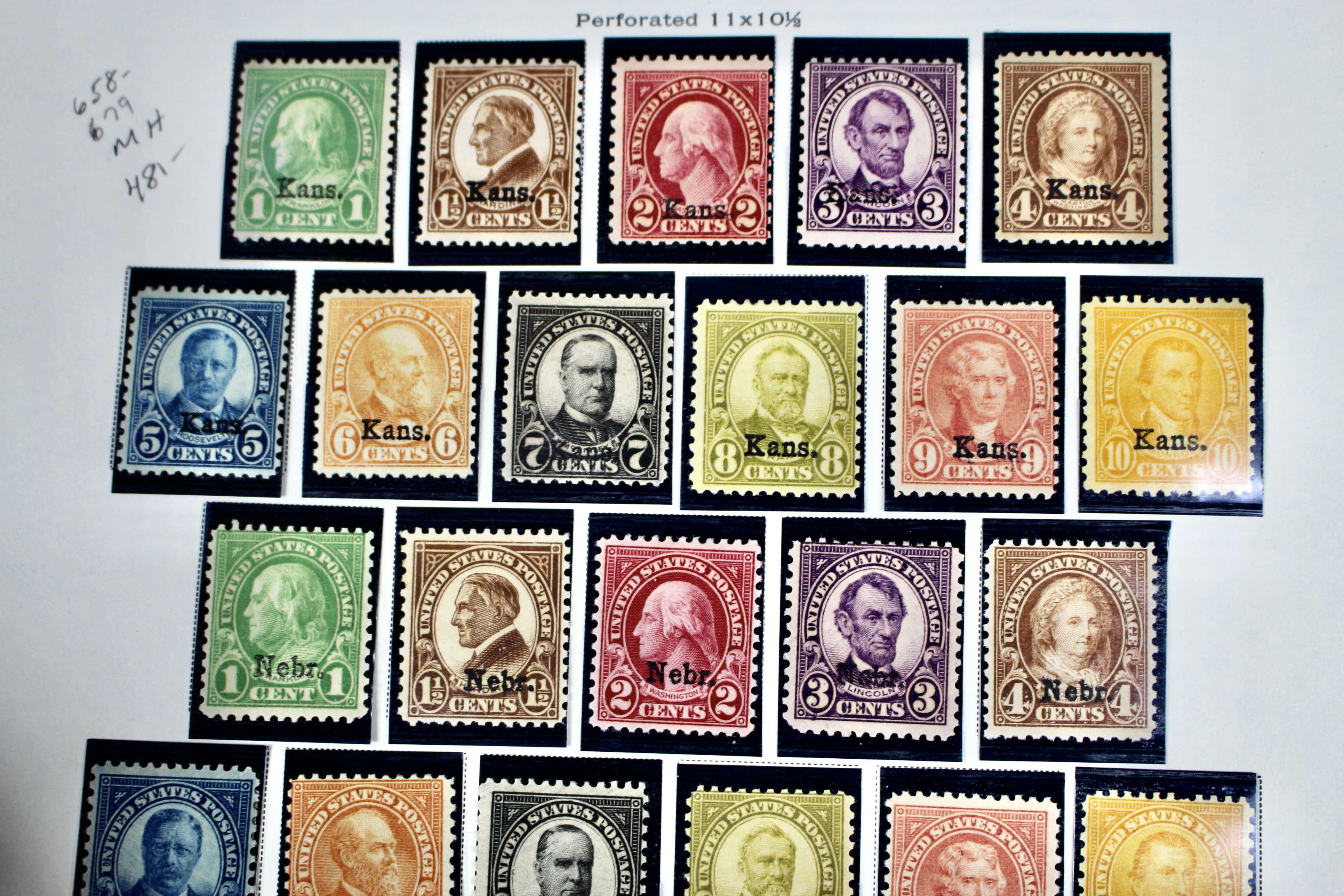 Mint Condition 1929 Kansas and Nebraska Overprint Postage Stamps