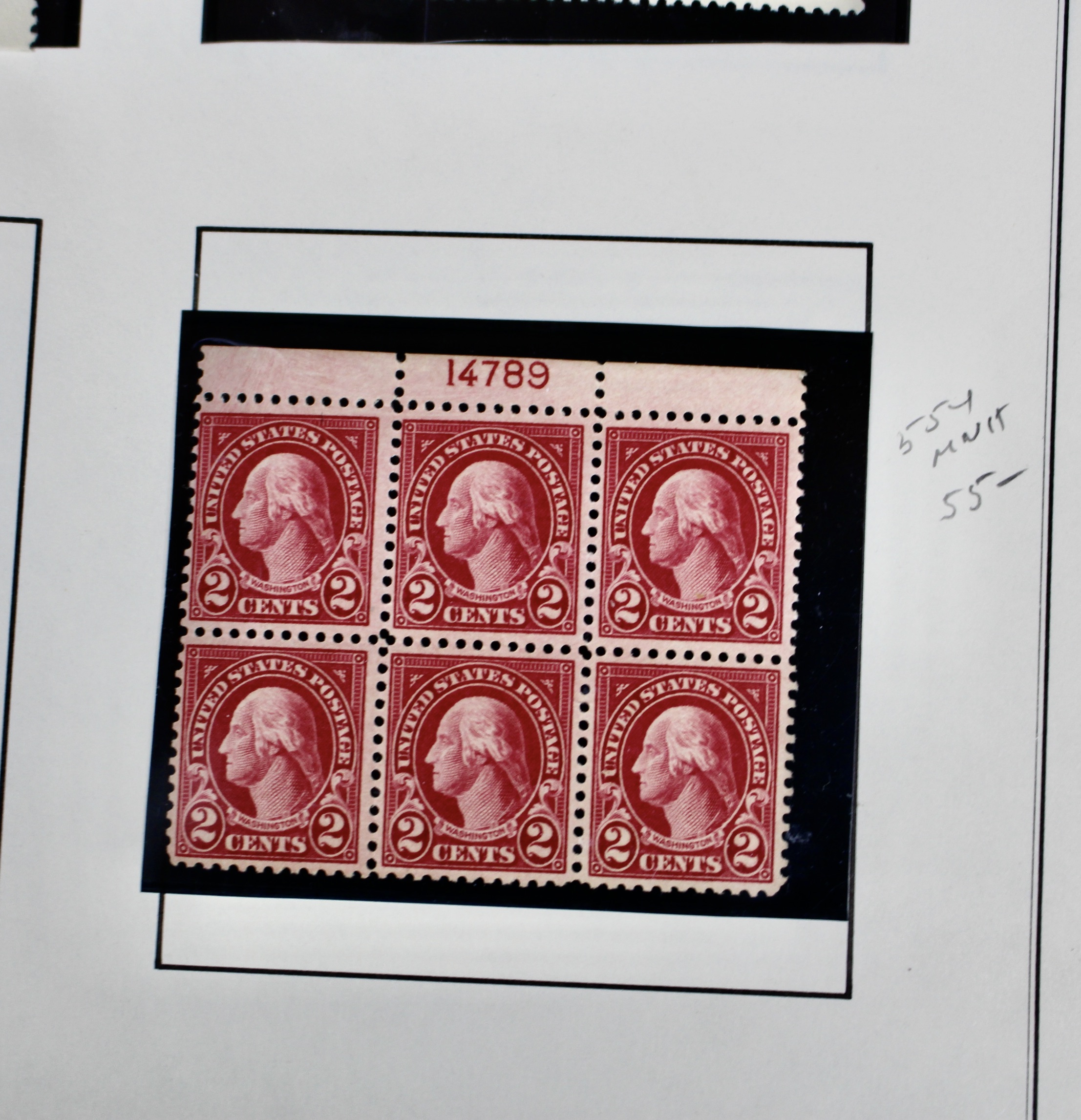 Five Early U.S. Postage Stamp Plate Blocks