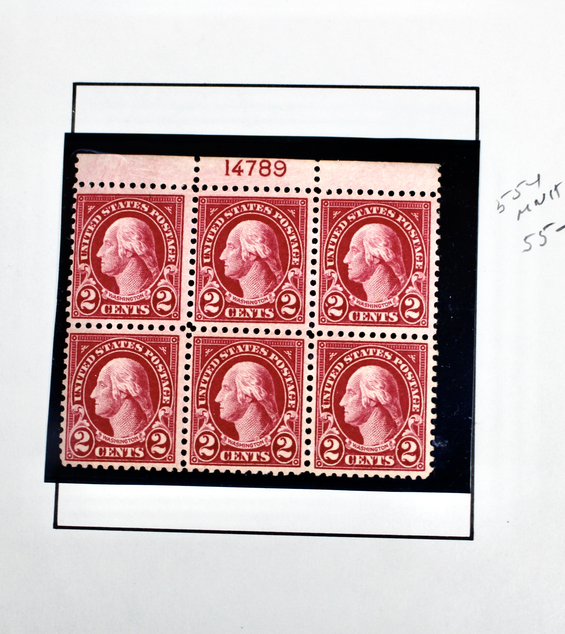 Five Early U.S. Postage Stamp Plate Blocks