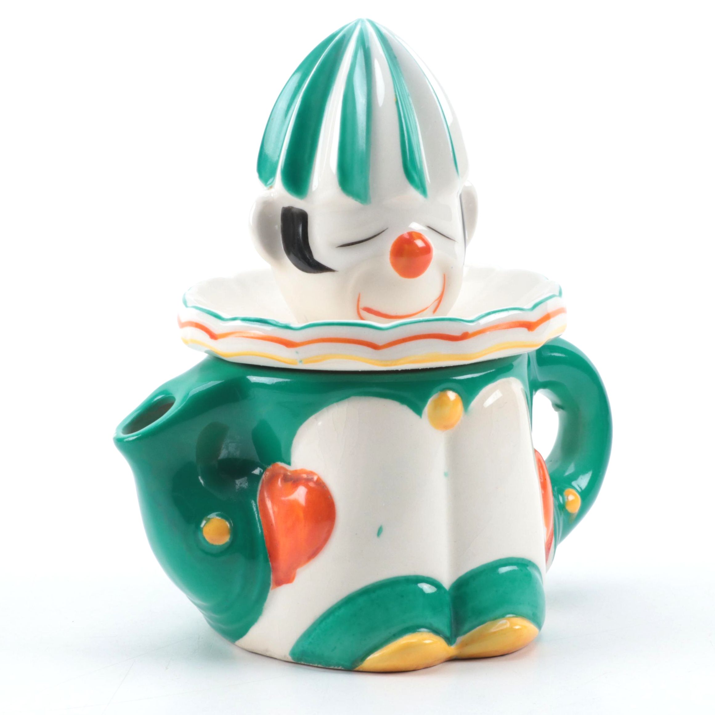 Moriyama Mori-Machi Japanese Clown Shaped Ceramic Juicer, Mid-20th Century