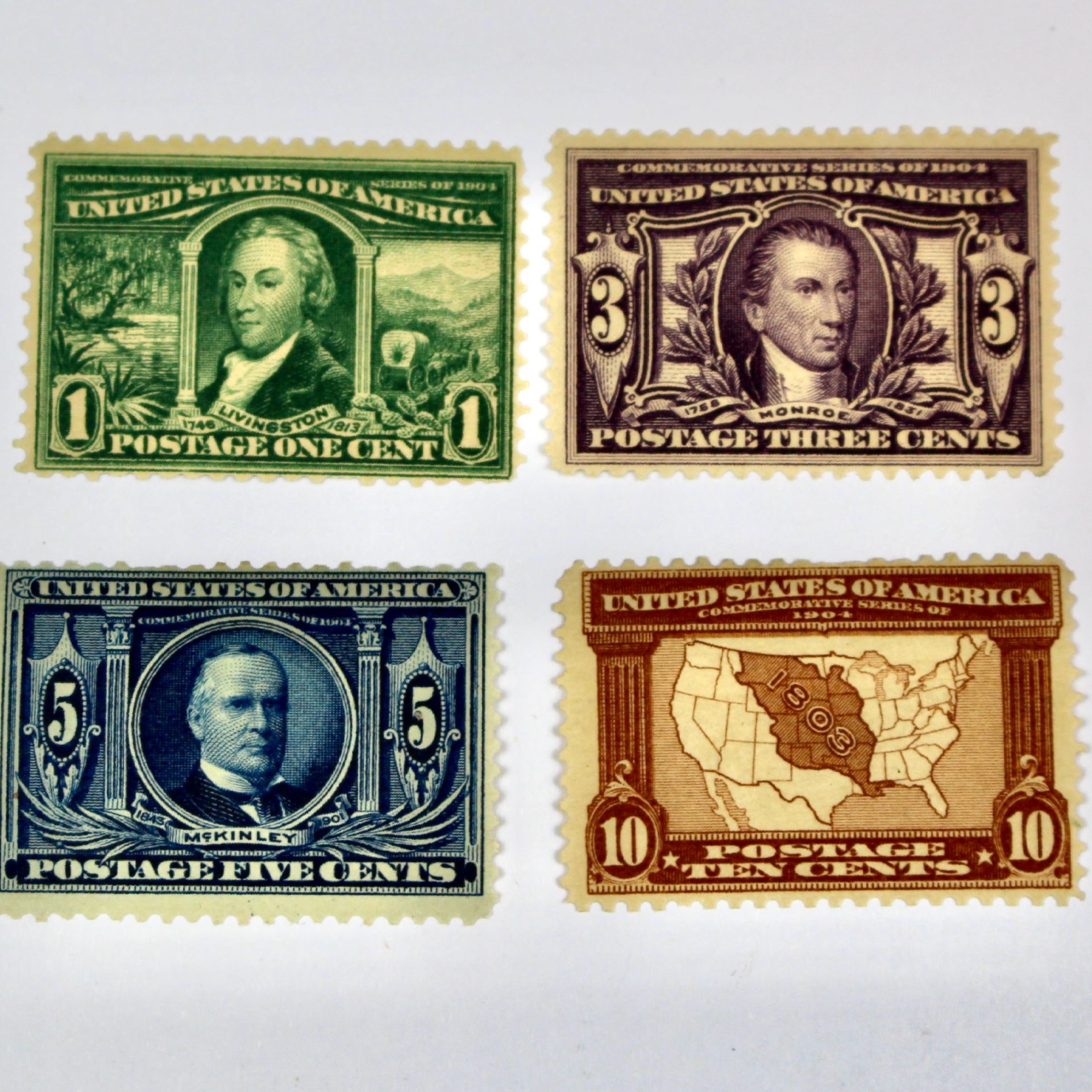 Four Mint Condition U.S. Postage Stamps