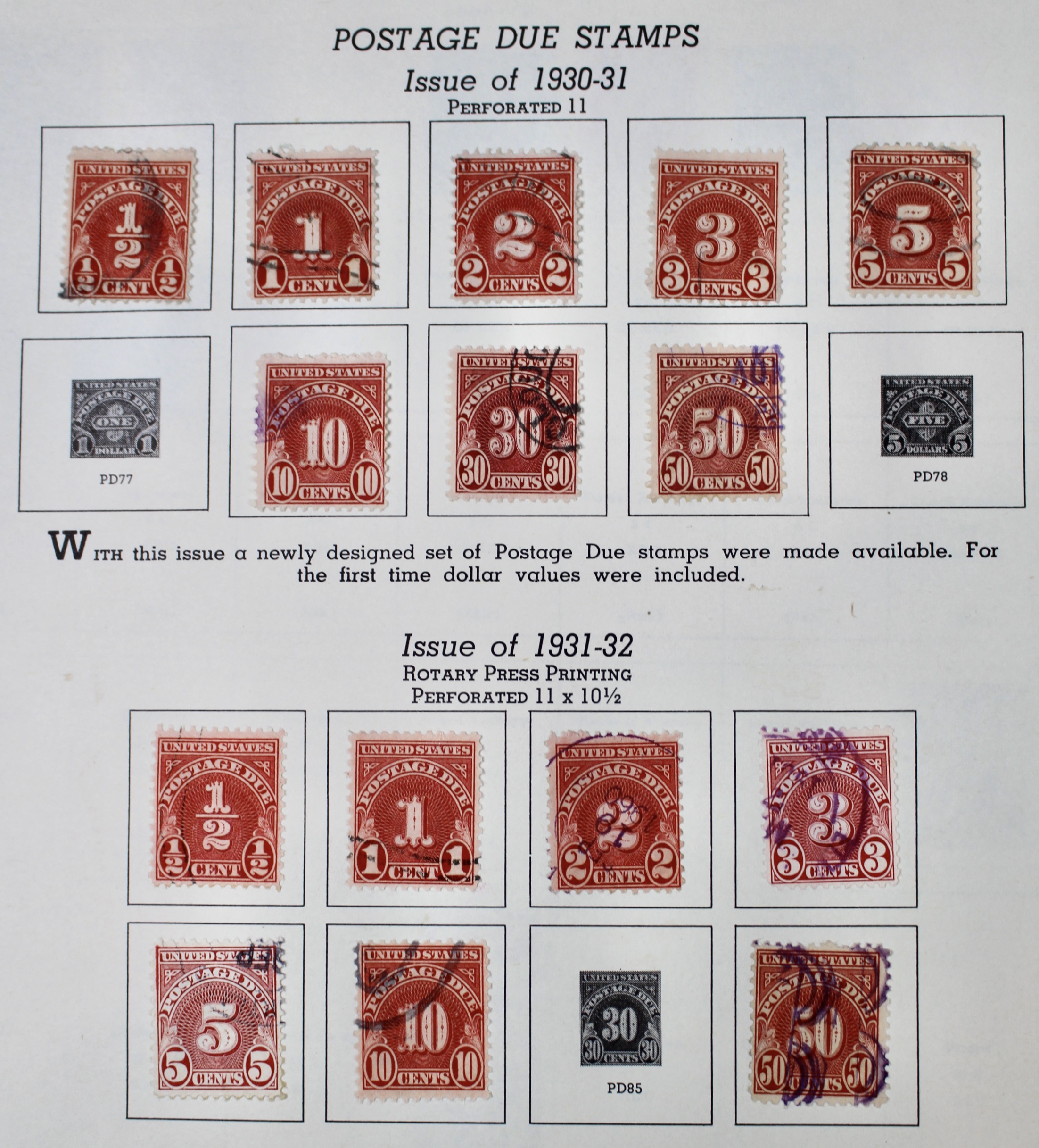 "Back of the Book" U.S. Postage Stamp Collection