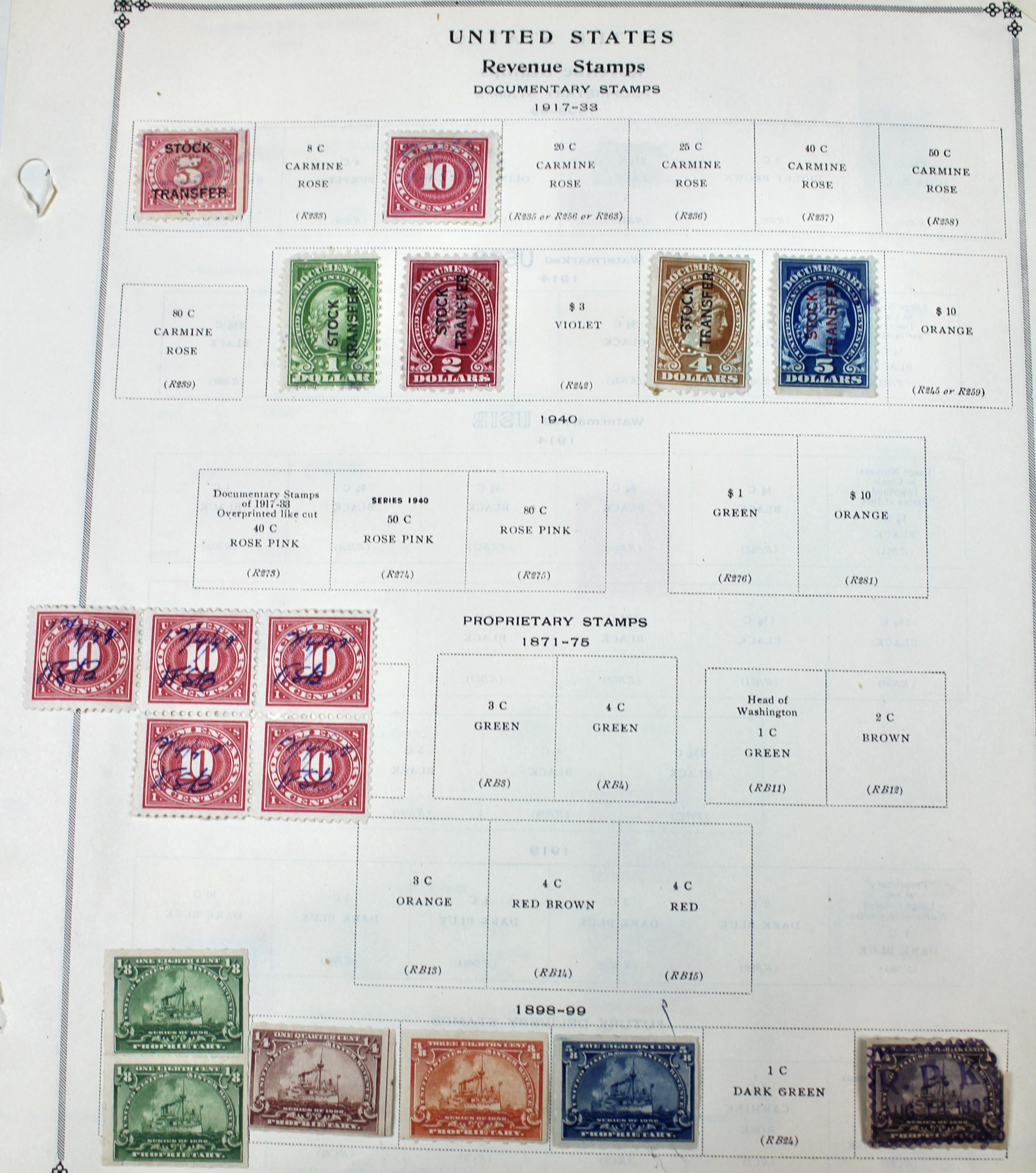 "Back of the Book" U.S. Postage Stamp Collection
