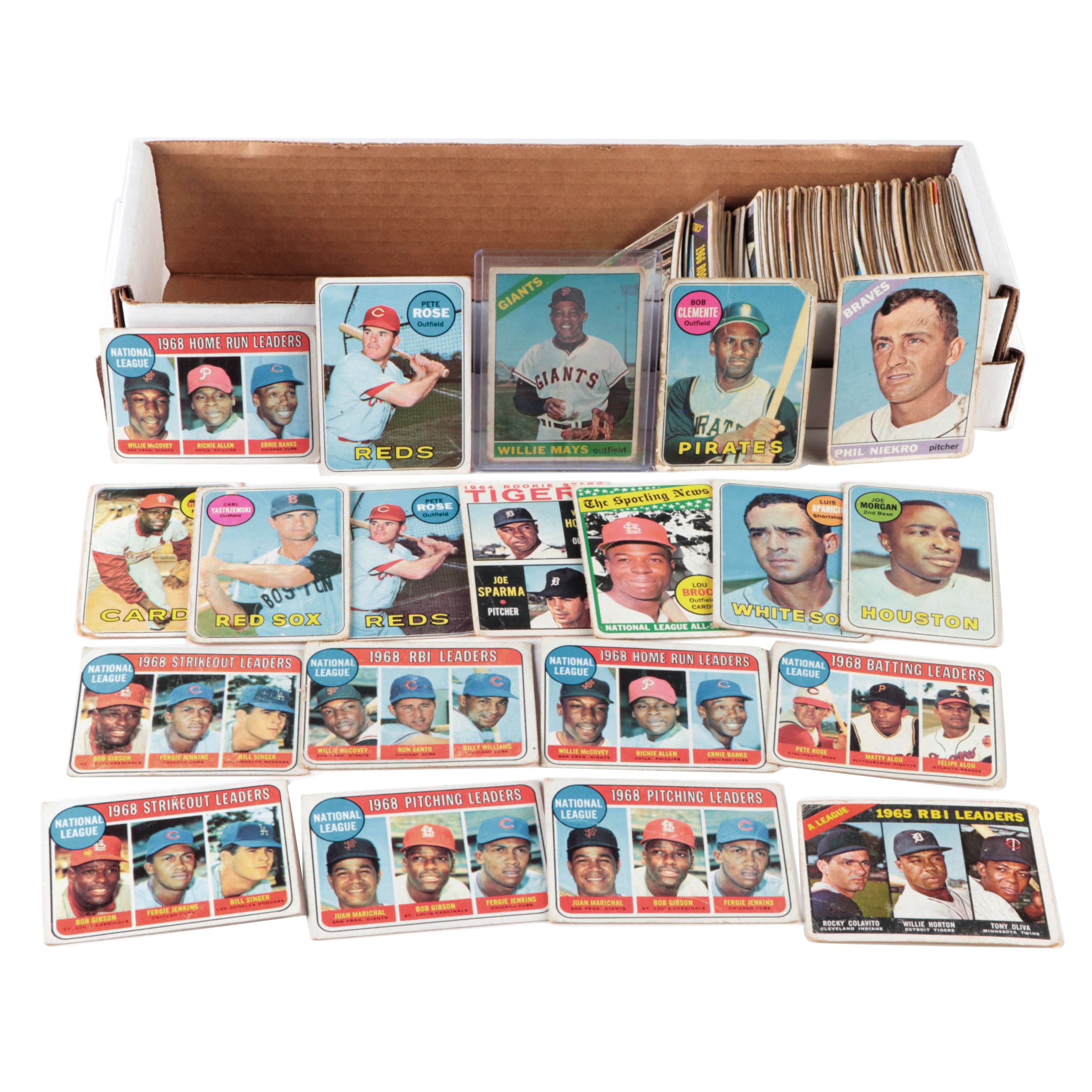 Topps Baseball Cards with Mays, Clemente, Gibson, Rose and More, 1950s–1960s