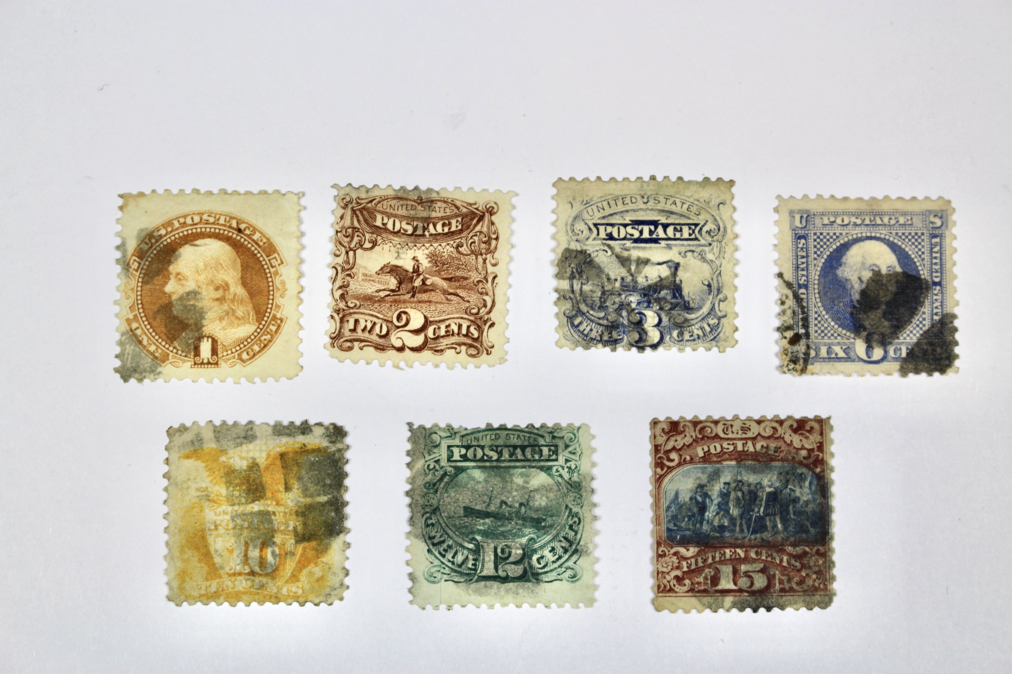 Seven 1869 Pictorial Postage Stamps