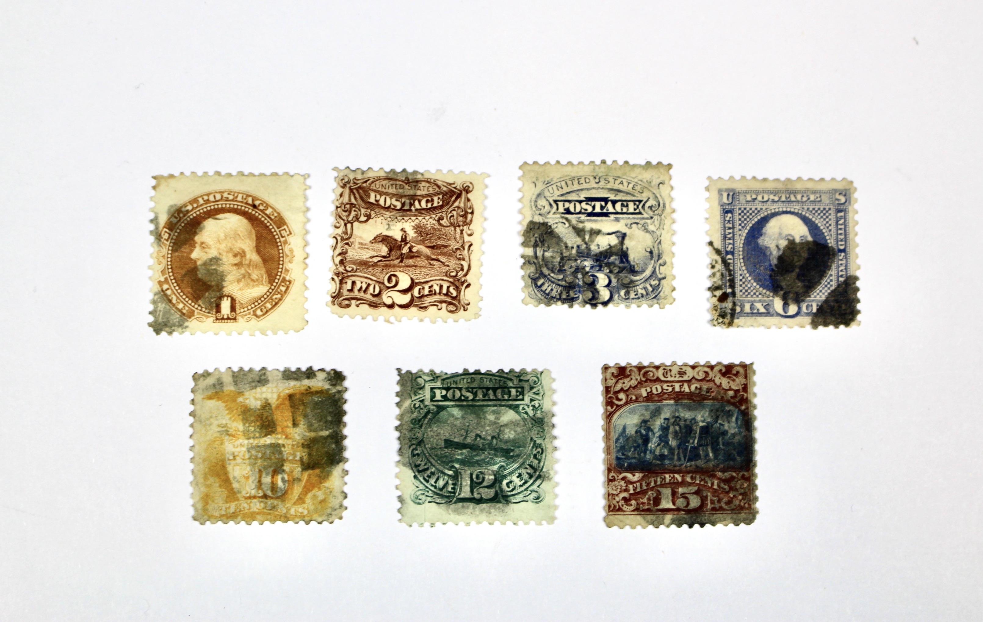 Seven 1869 Pictorial Postage Stamps