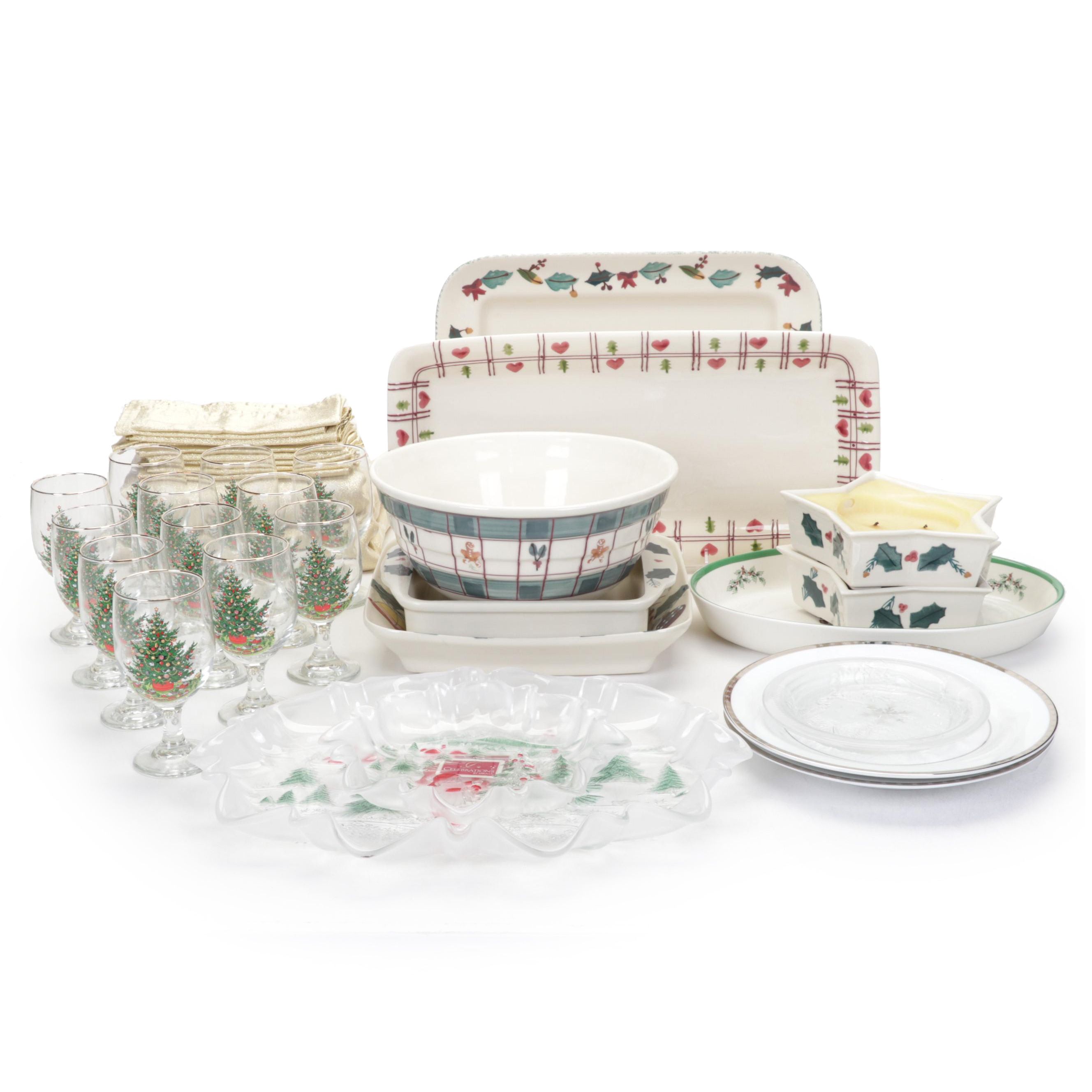 Spode "Christmas Tree" Casserole Dish and Other Tableware