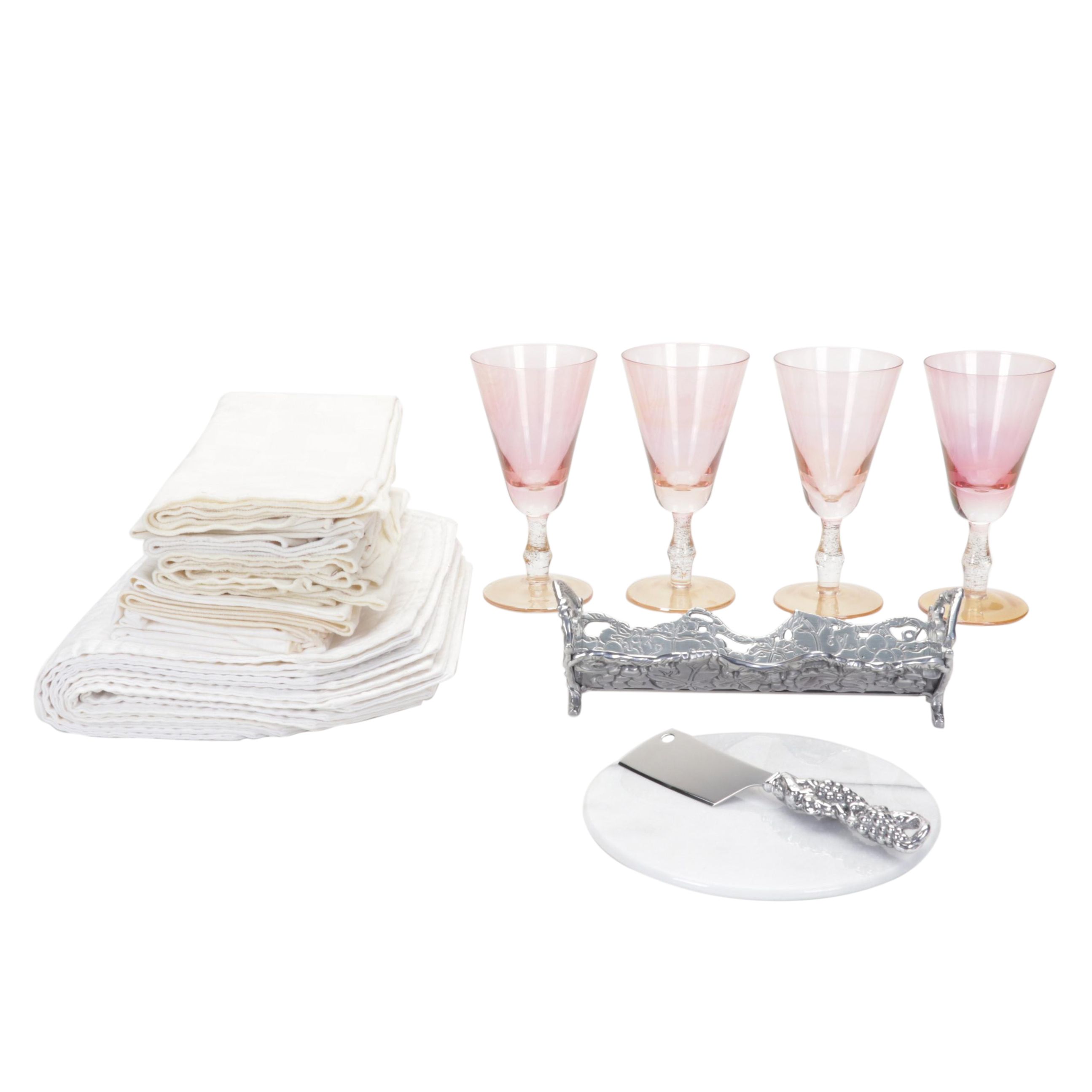 Arthur Court Marble Cheese Set and Cracker Tray with Other Tableware