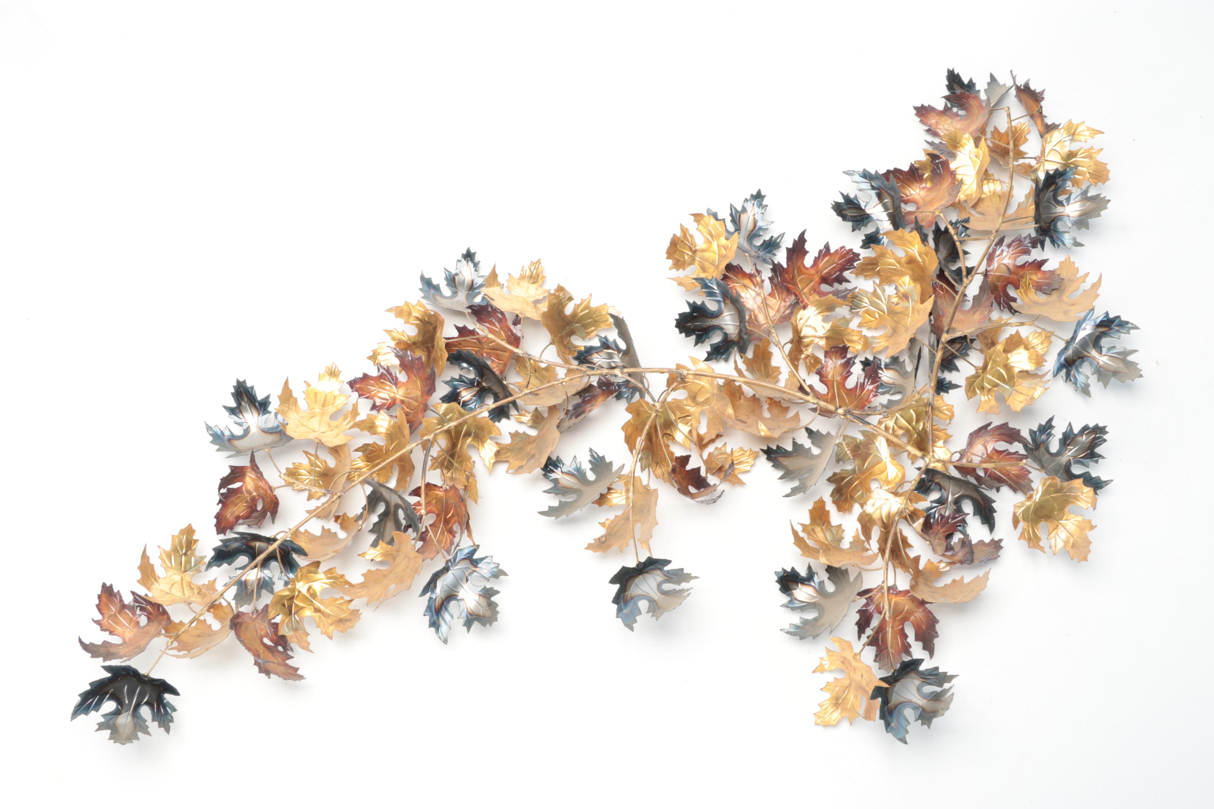 Burnished and Gilt Metal Finish Cast Metal Maple Leaf Wall Décor