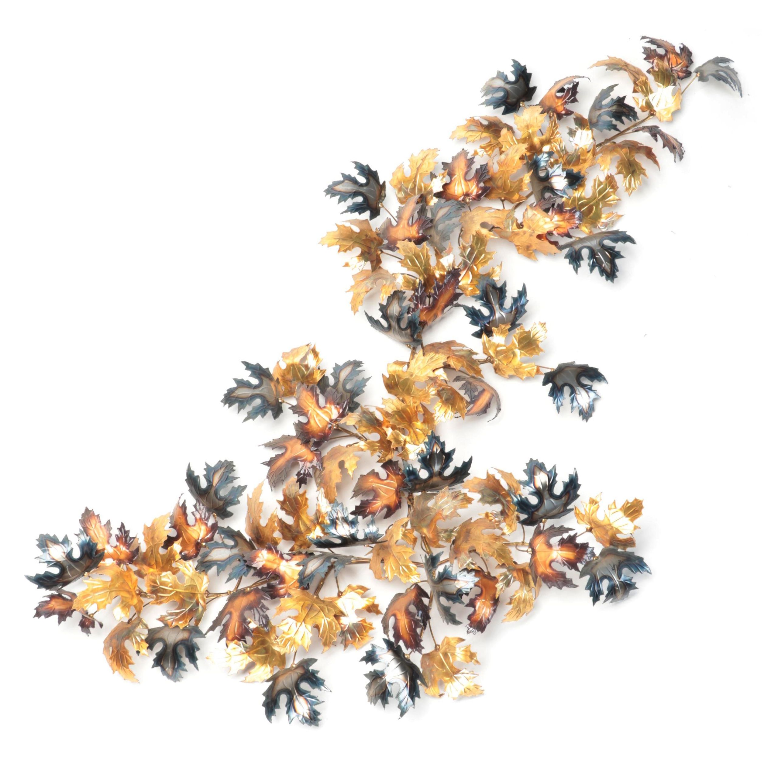 Burnished and Gilt Metal Finish Cast Metal Maple Leaf Wall Décor