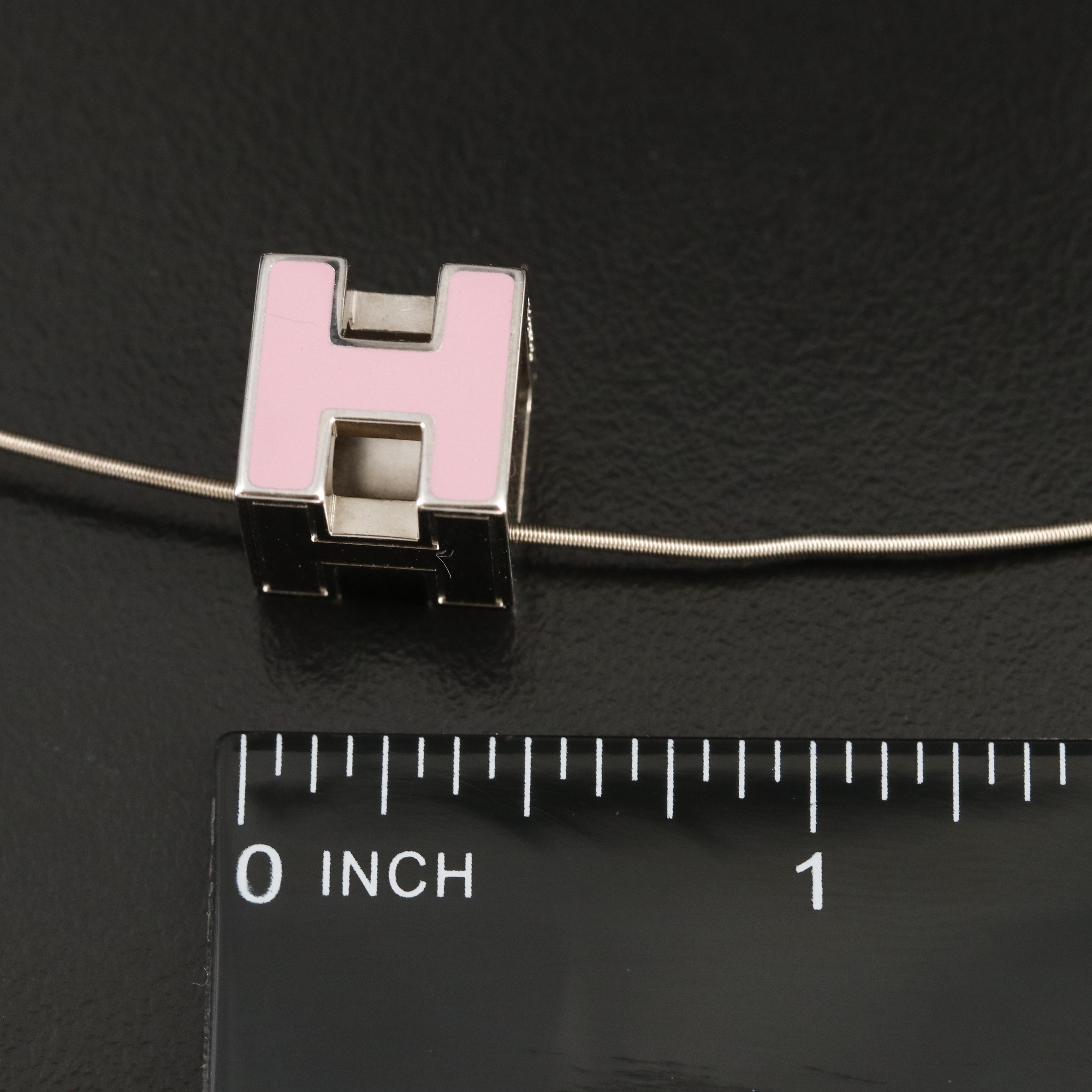 Hermès "Pop H Cube" Pink Enamel Pendant Necklace