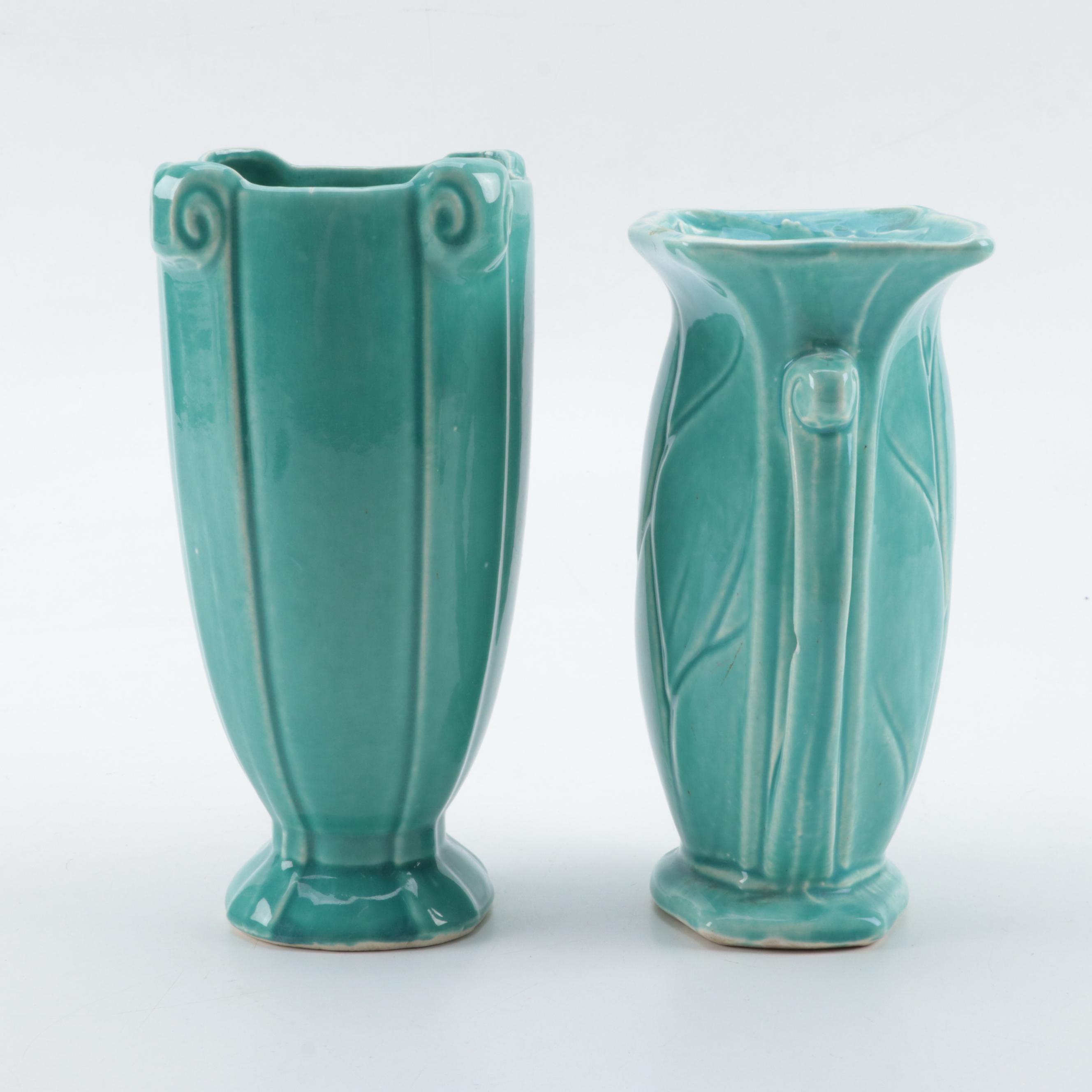 McCoy Pottery Vases in Teal