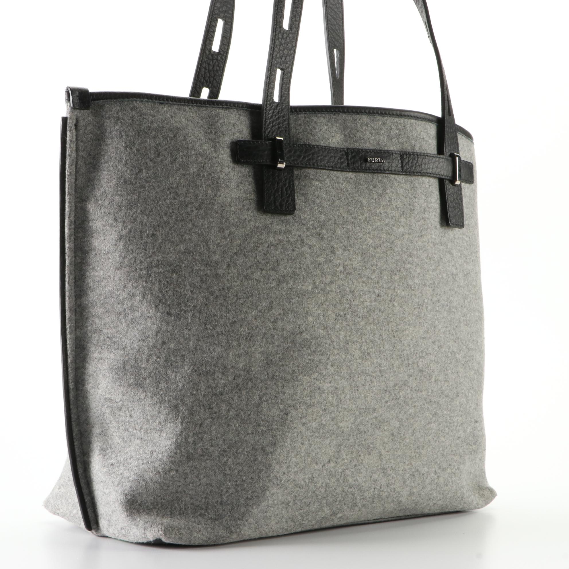 Furla Tote Bag in Knit Fabric and Grain Leather