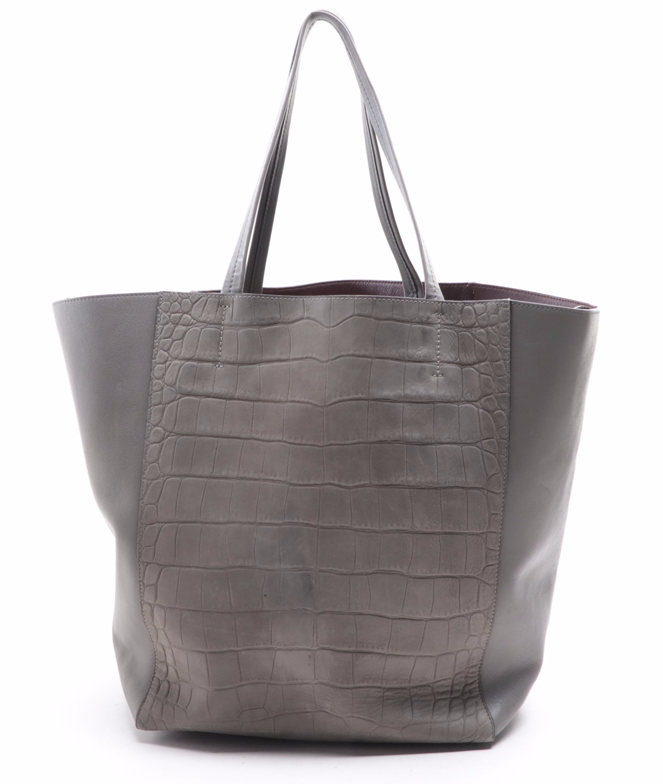 Céline Phantom Cabas Medium Tote Bag in Croc-Embossed Nubuck and Leather