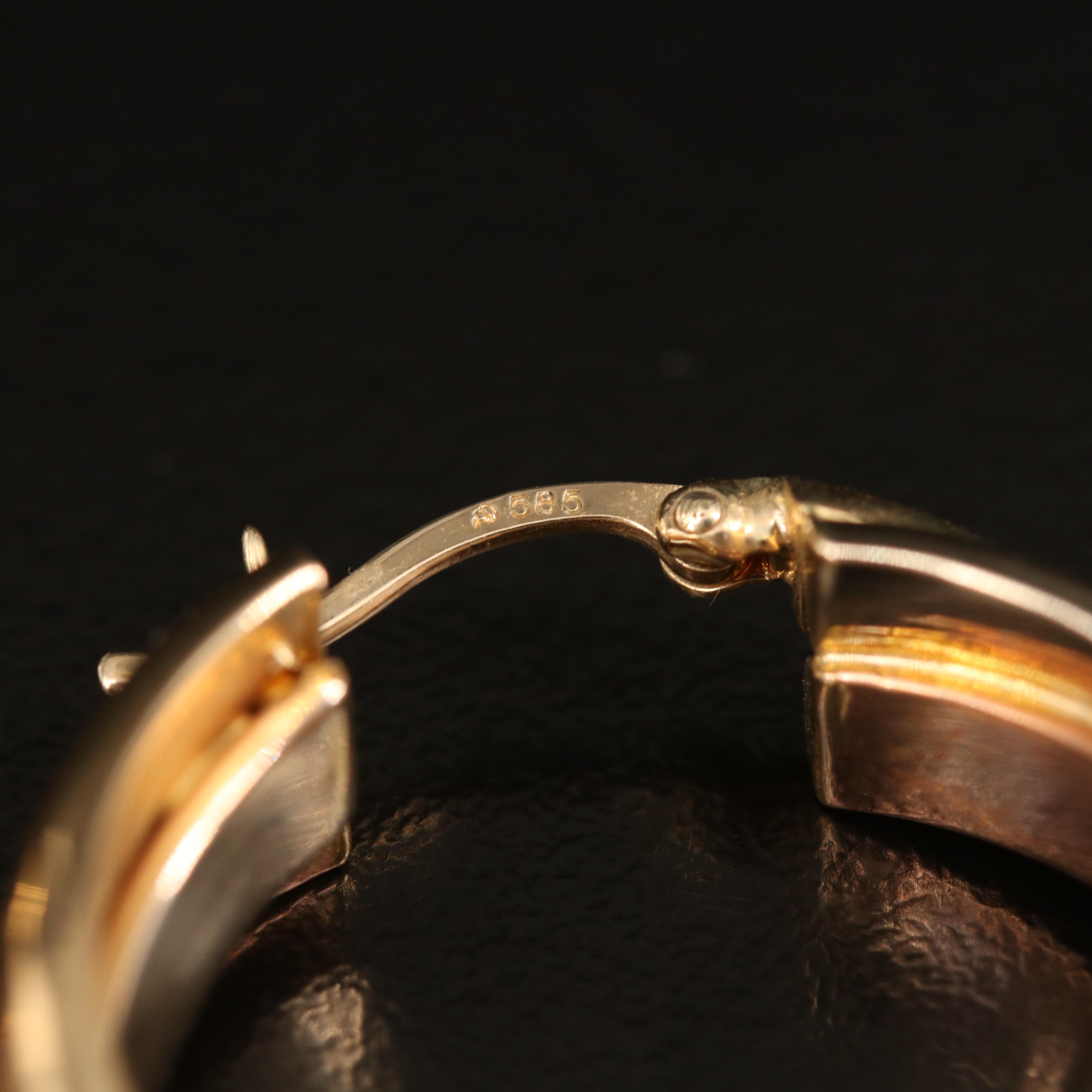 14K Tri-Color Gold Hoop Earrings