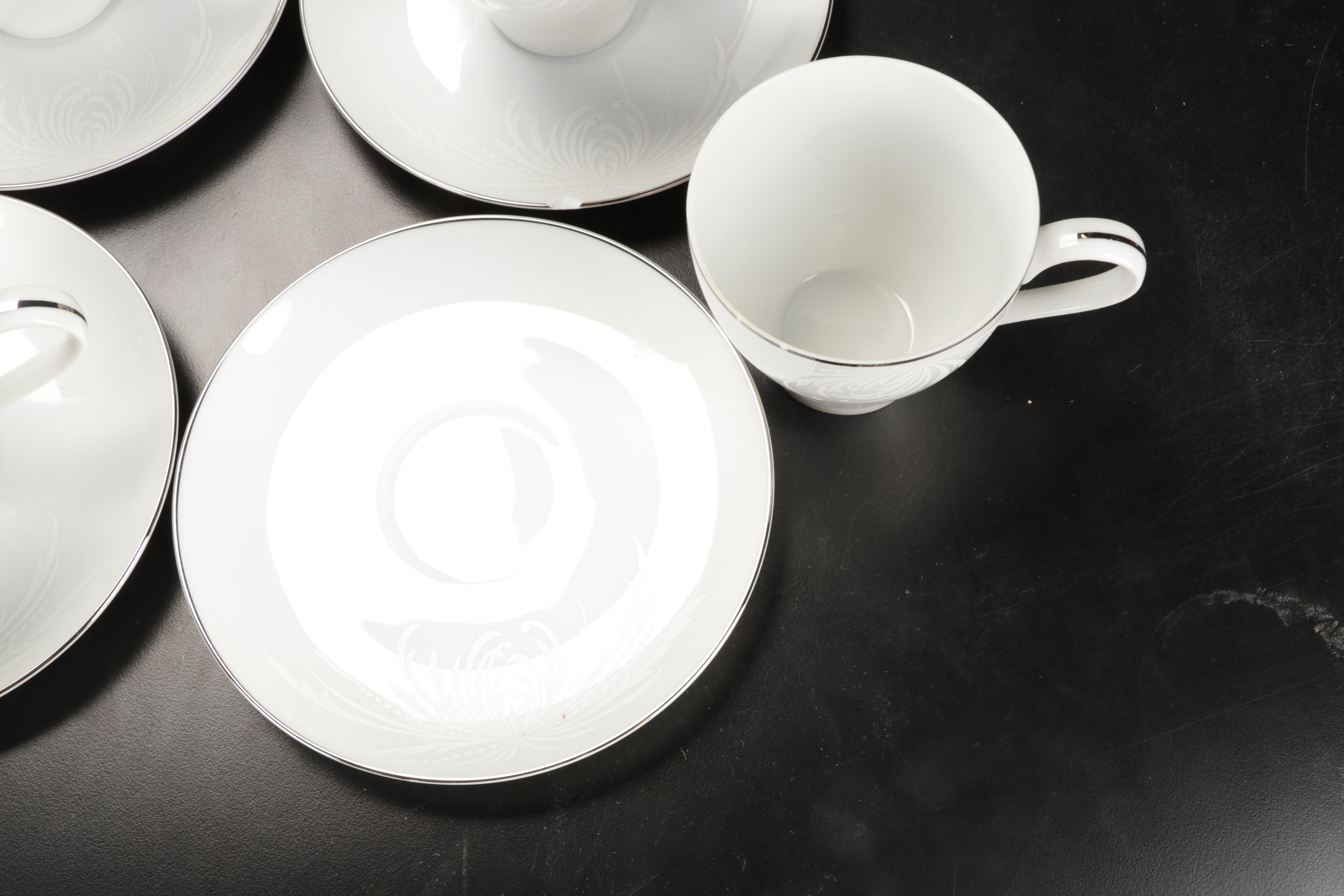 Mikasa "Misty" Dishes with Durchin Weighted Sterling Shakers and Other Tableware