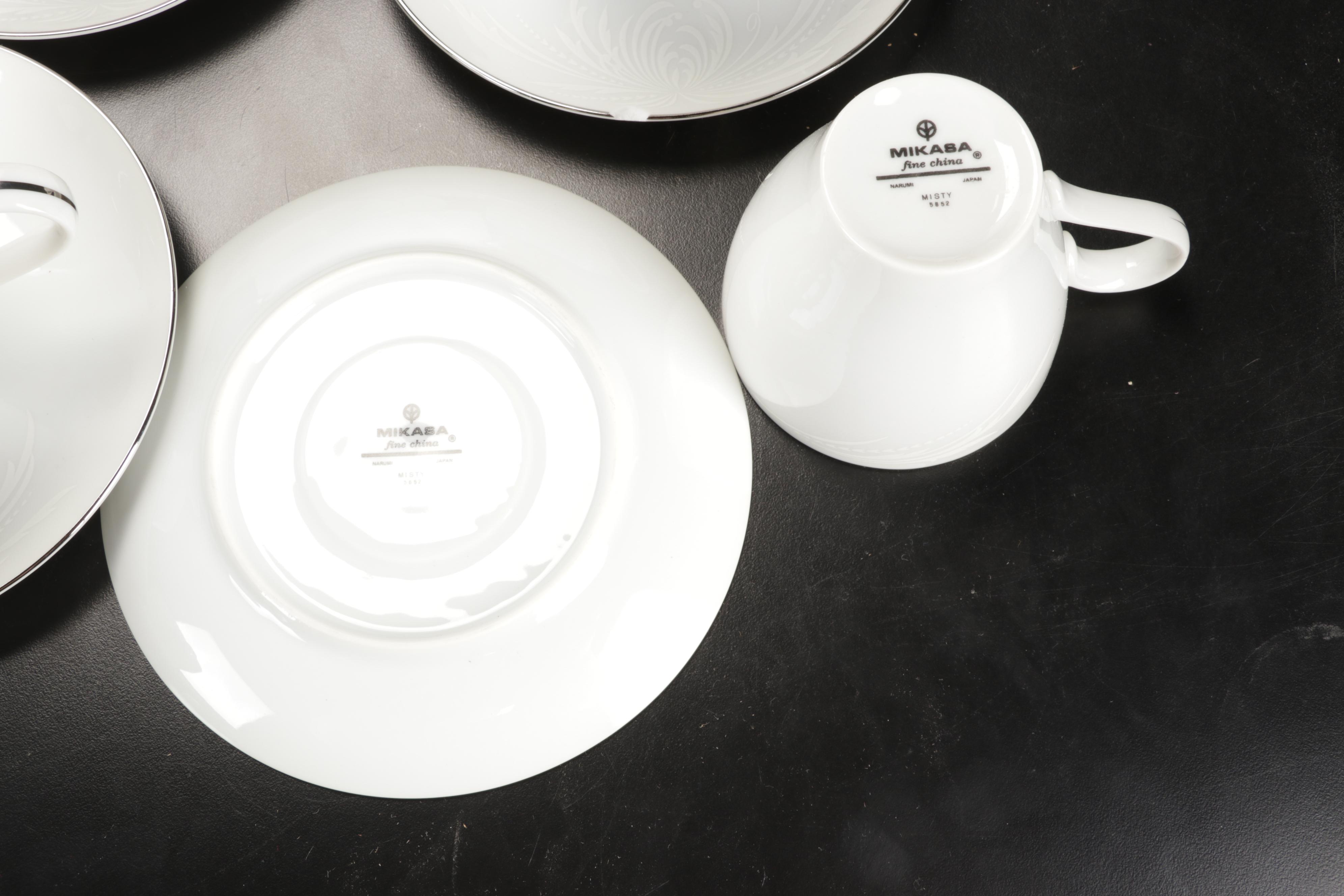 Mikasa "Misty" Dishes with Durchin Weighted Sterling Shakers and Other Tableware