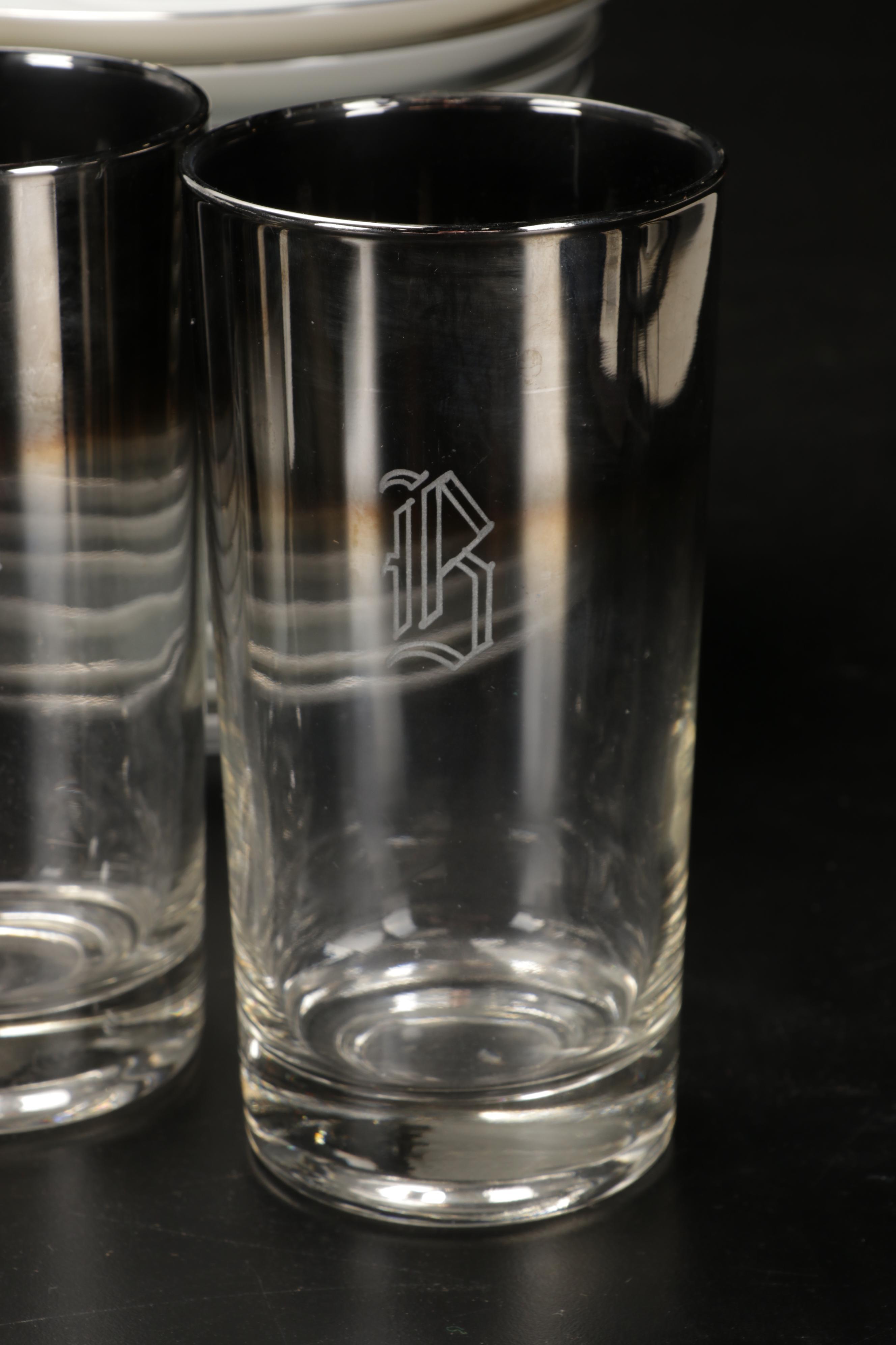 Mikasa "Misty" Dishes with Durchin Weighted Sterling Shakers and Other Tableware