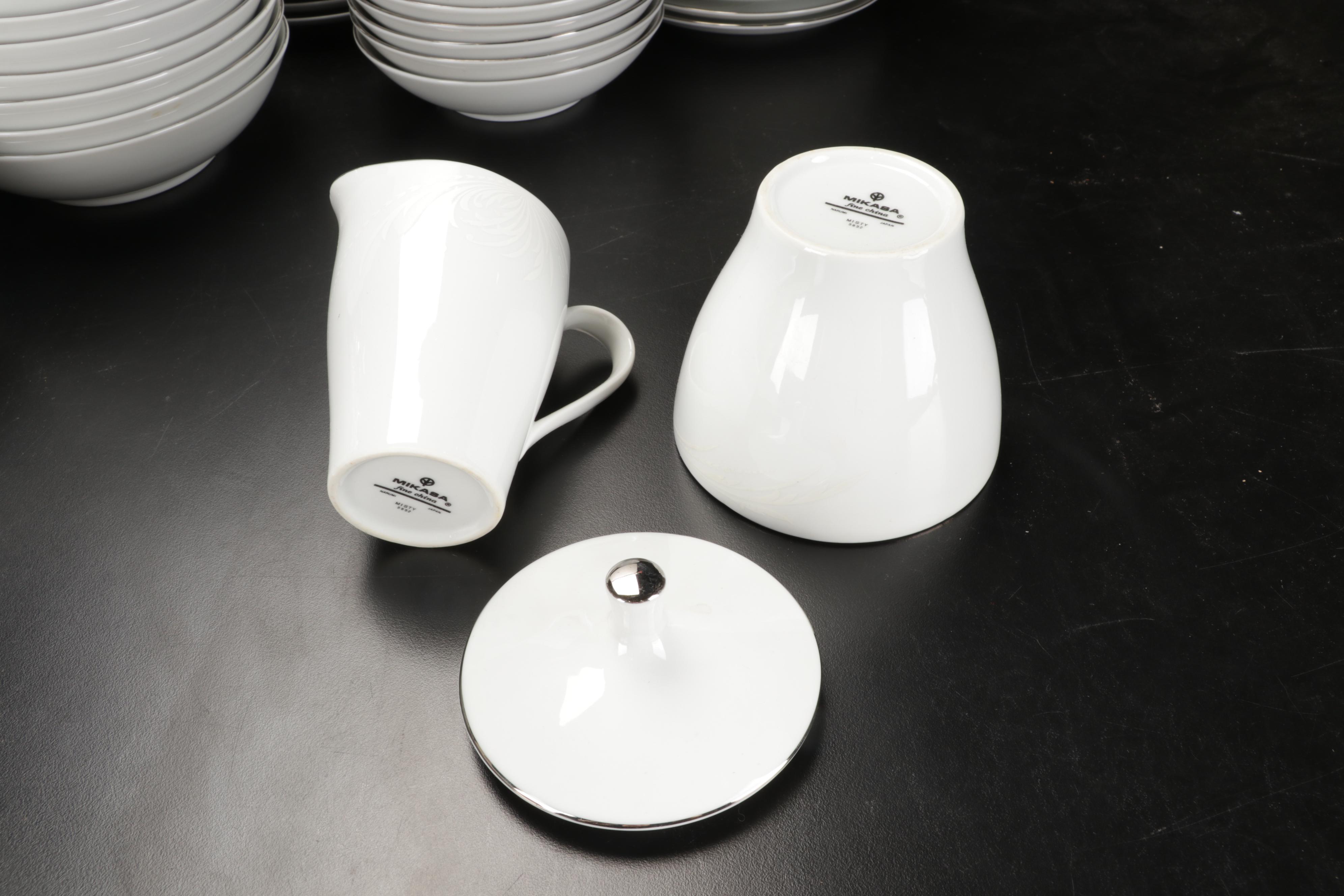 Mikasa "Misty" Dishes with Durchin Weighted Sterling Shakers and Other Tableware