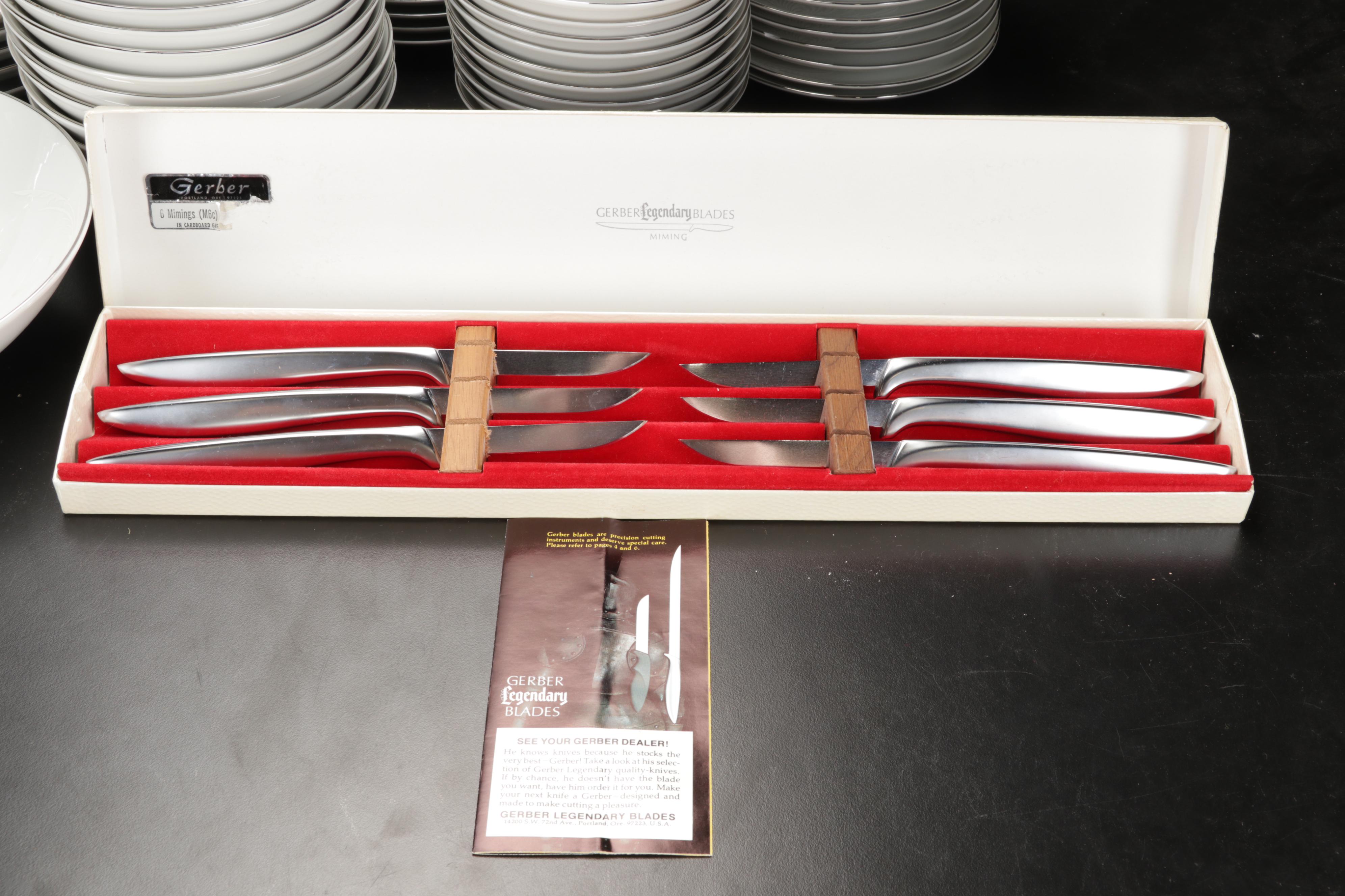 Mikasa "Misty" Dishes with Durchin Weighted Sterling Shakers and Other Tableware