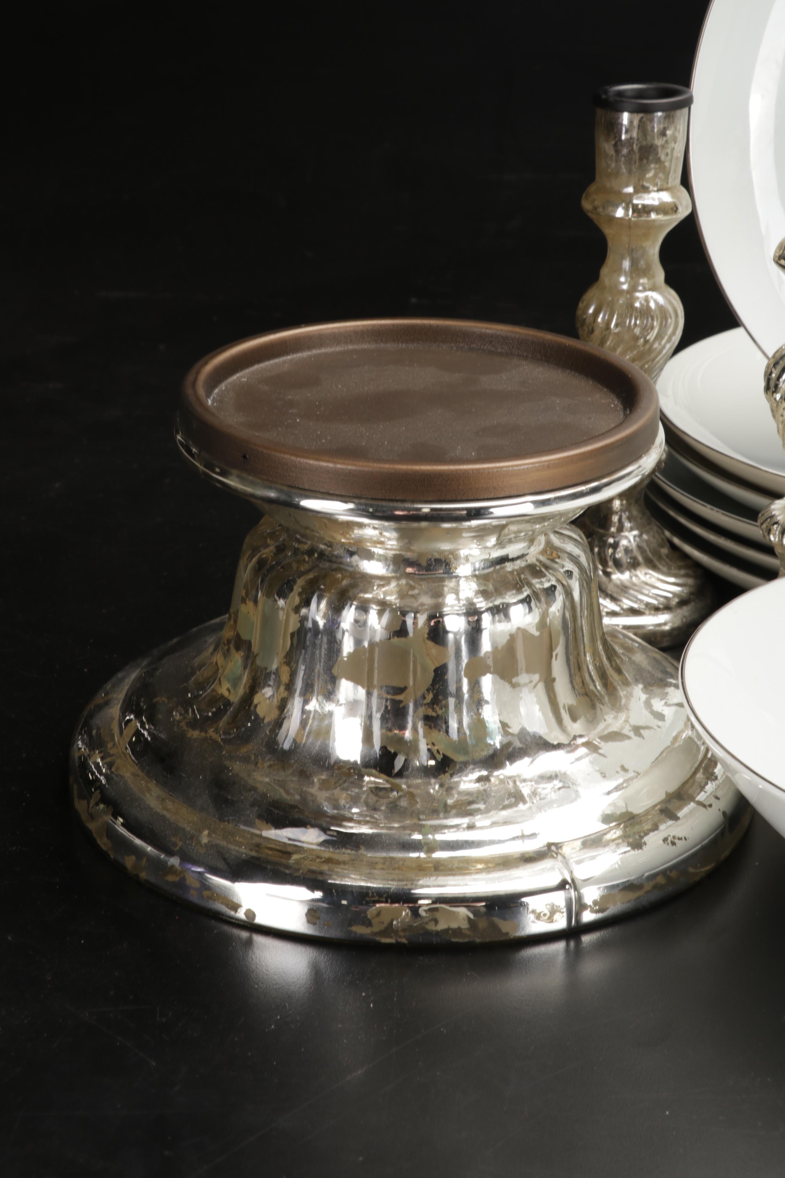 Mikasa "Misty" Dishes with Durchin Weighted Sterling Shakers and Other Tableware