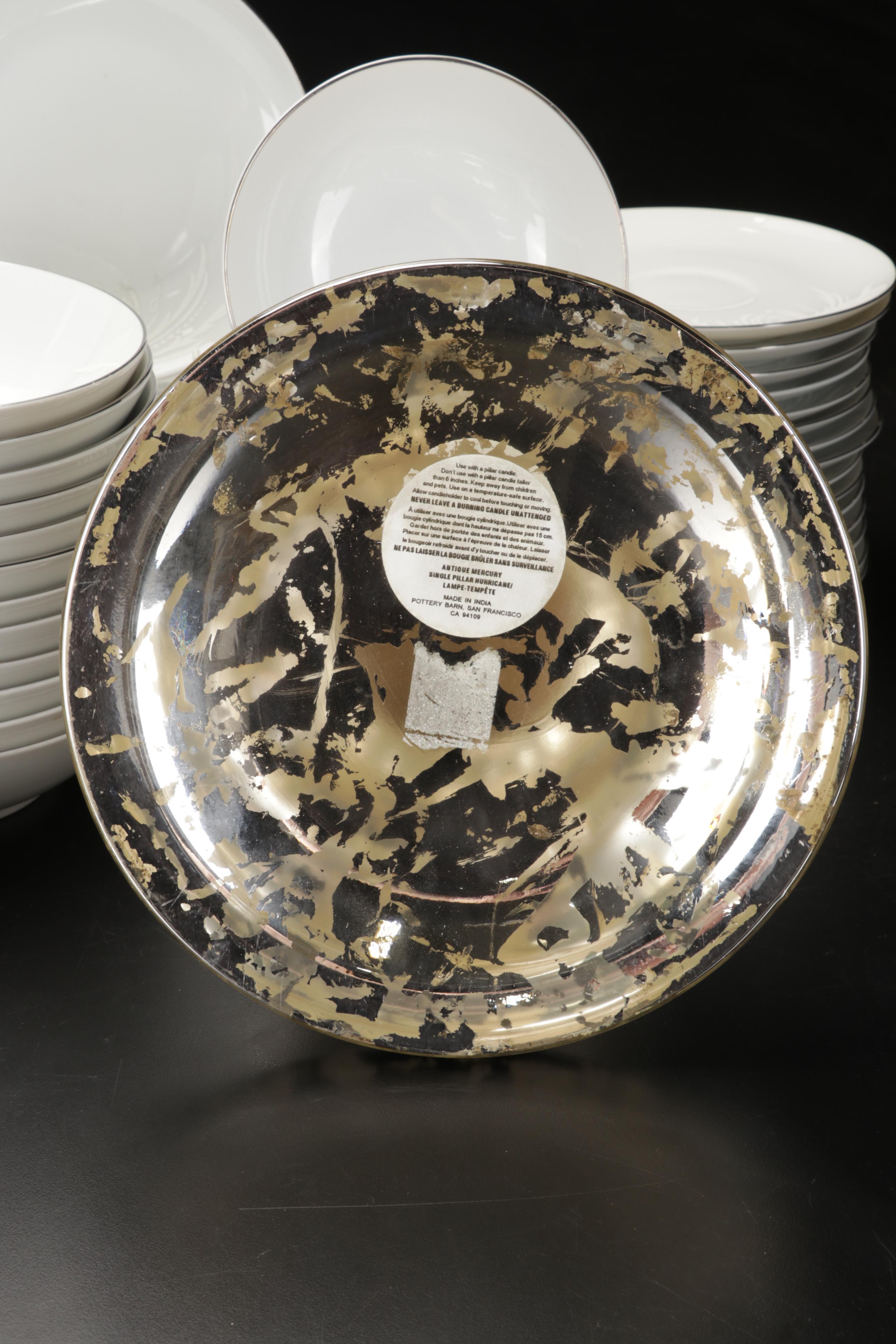 Mikasa "Misty" Dishes with Durchin Weighted Sterling Shakers and Other Tableware