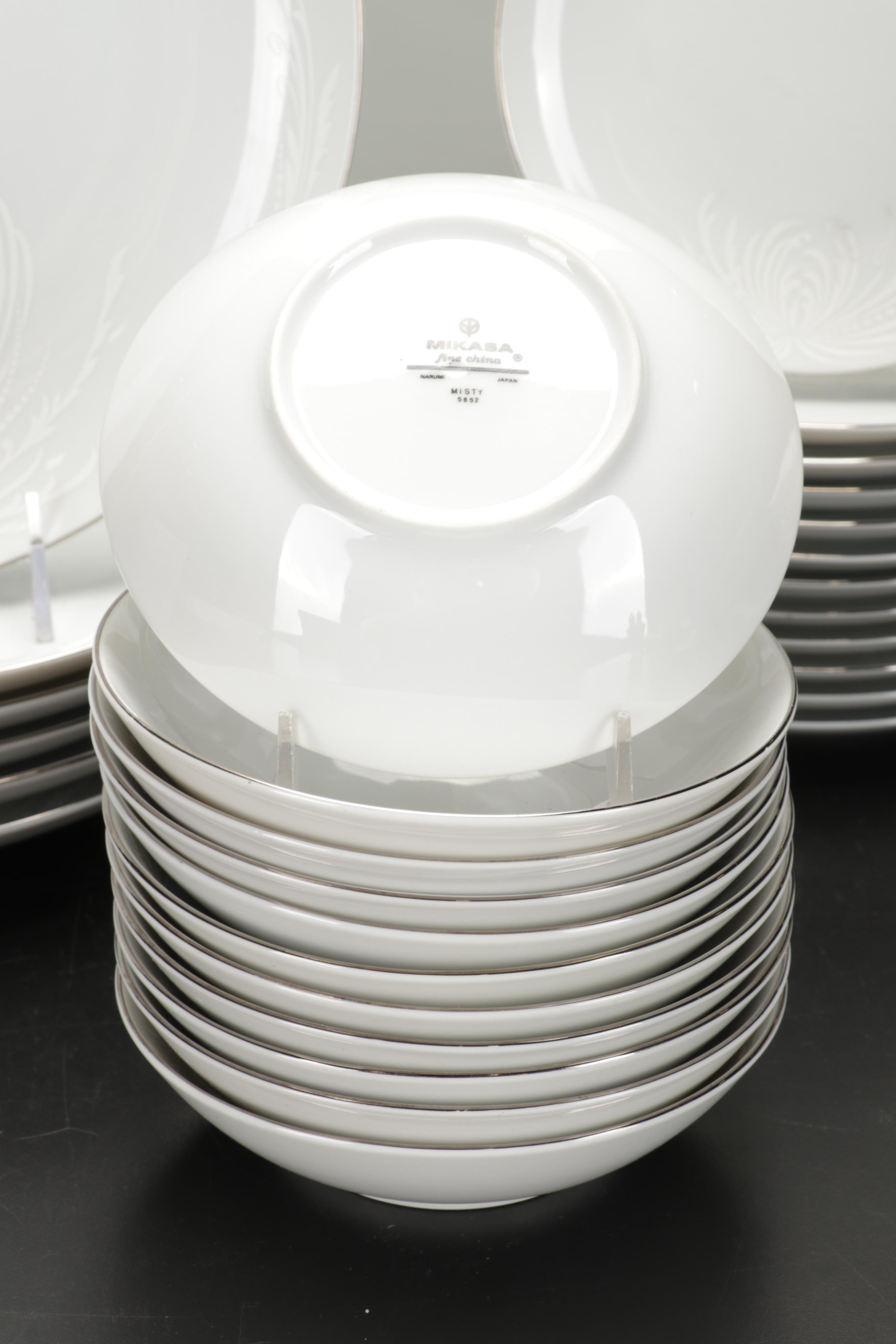 Mikasa "Misty" Dishes with Durchin Weighted Sterling Shakers and Other Tableware