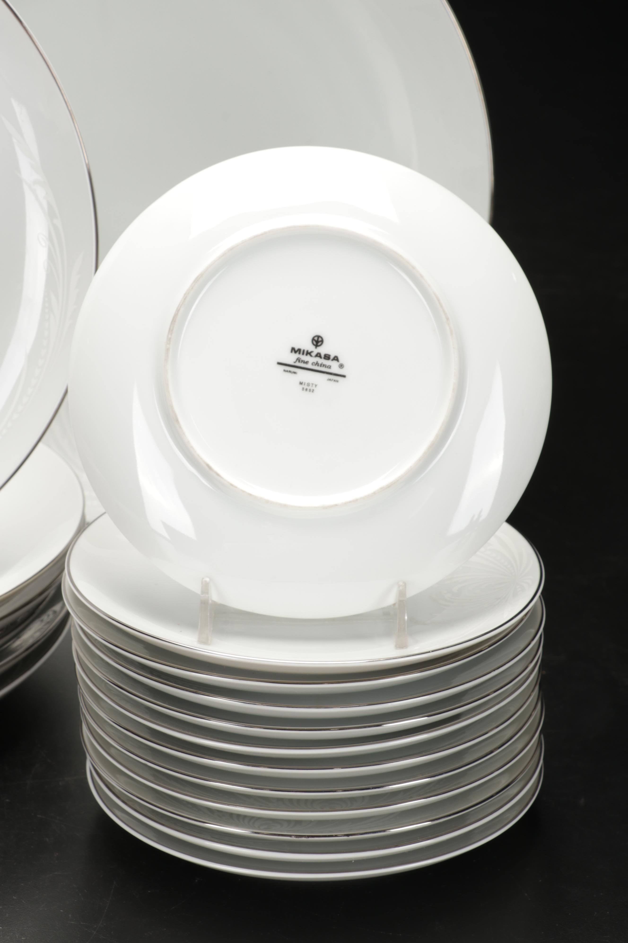 Mikasa "Misty" Dishes with Durchin Weighted Sterling Shakers and Other Tableware