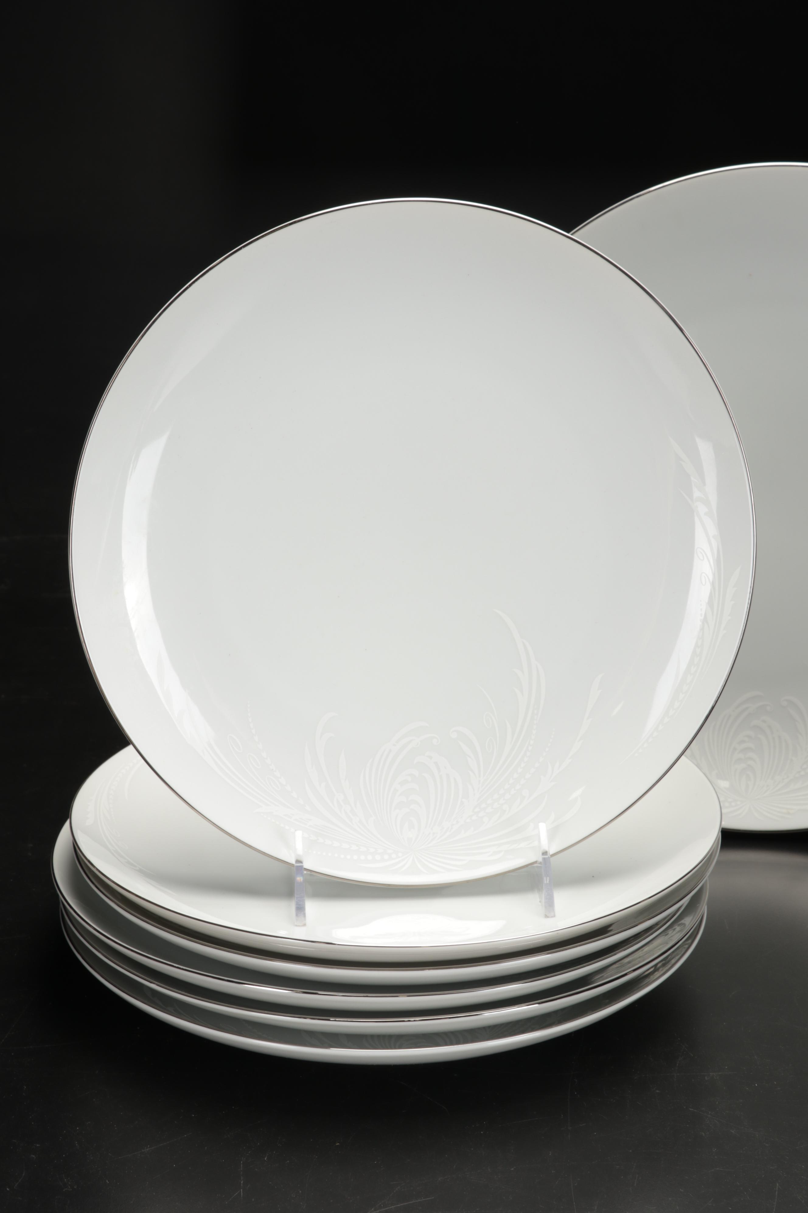 Mikasa "Misty" Dishes with Durchin Weighted Sterling Shakers and Other Tableware