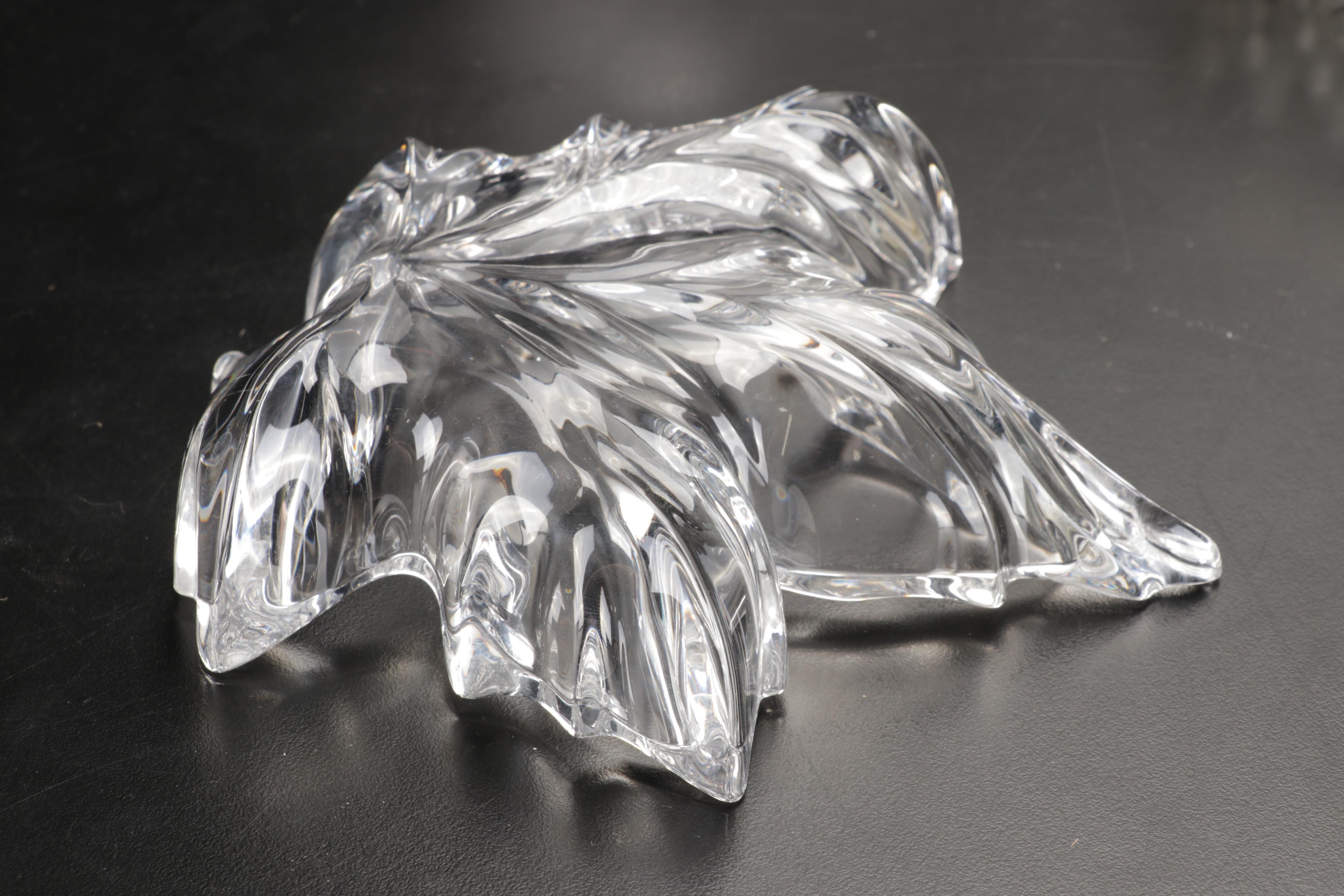 Marquis by Waterford Leaf Bowl with Imperial Candlewick Vase and Other Glassware