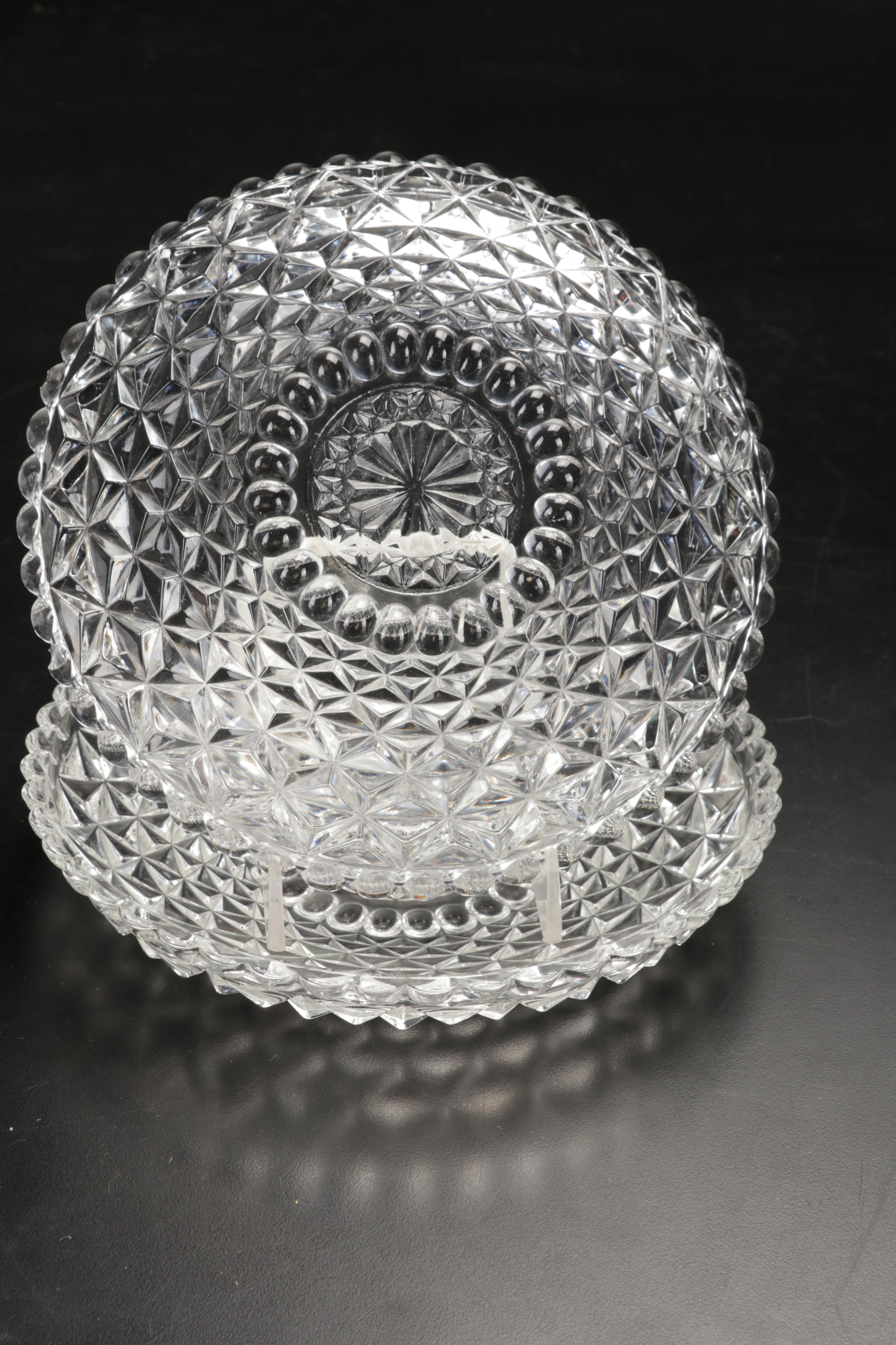 Marquis by Waterford Leaf Bowl with Imperial Candlewick Vase and Other Glassware