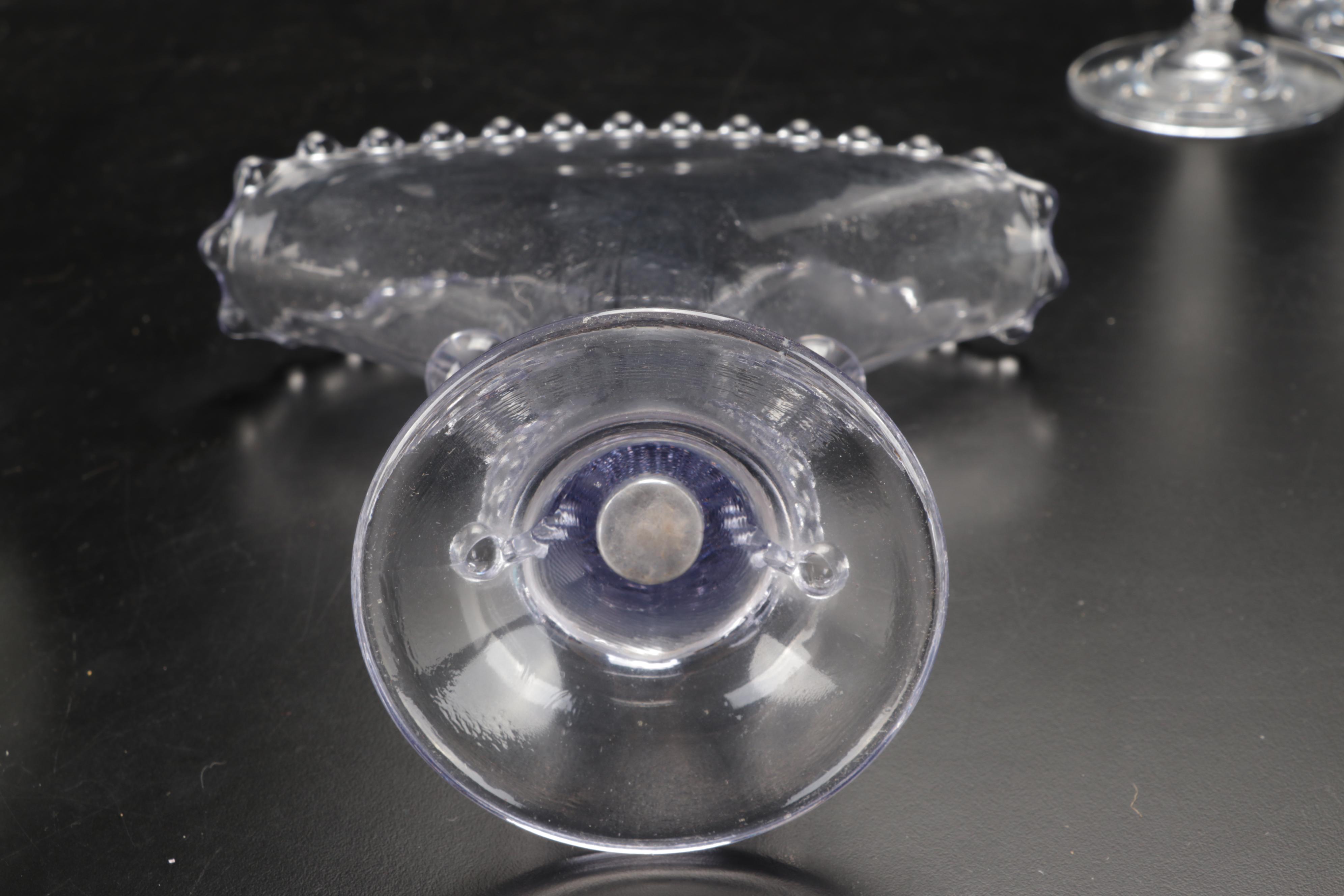 Marquis by Waterford Leaf Bowl with Imperial Candlewick Vase and Other Glassware