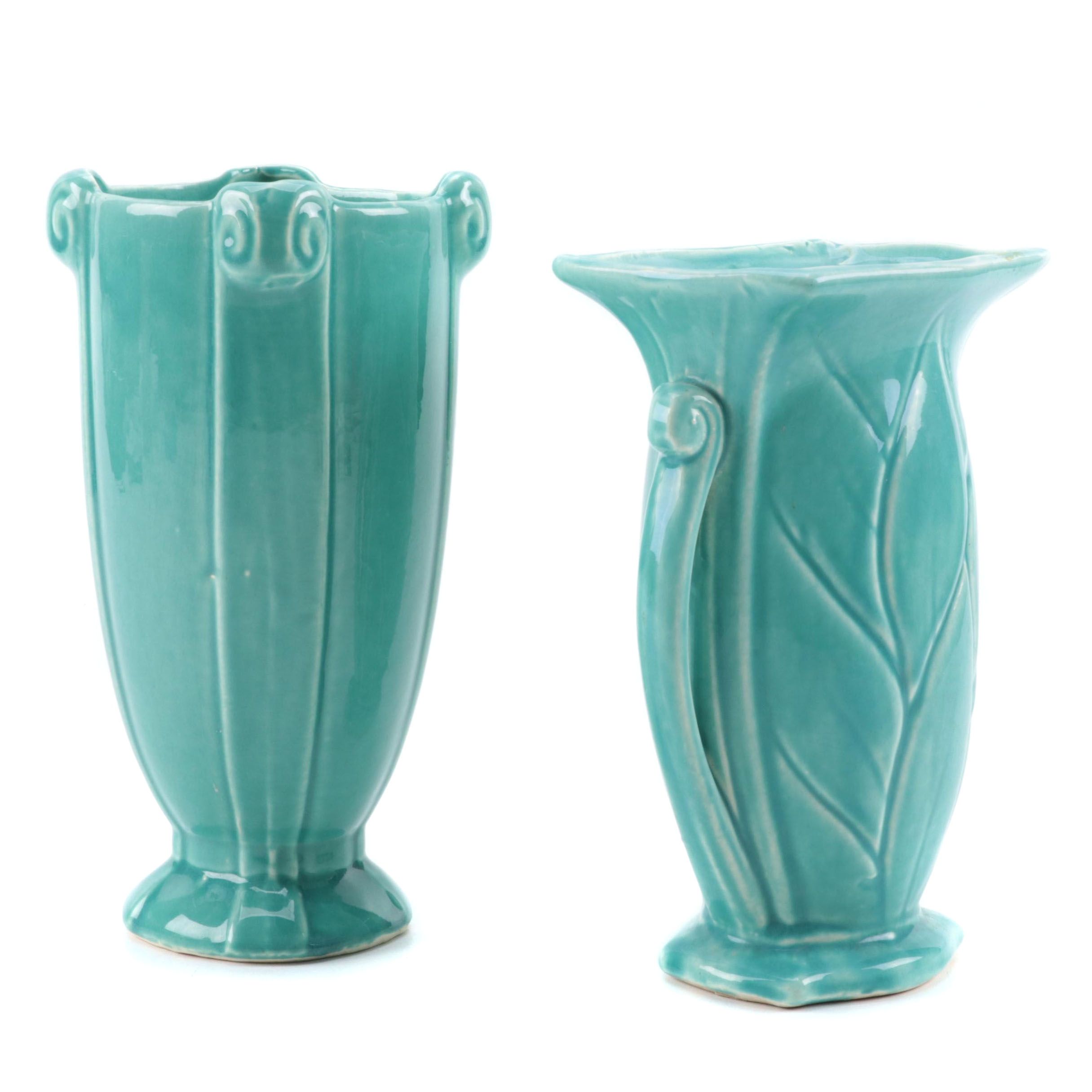 McCoy Pottery Vases in Teal