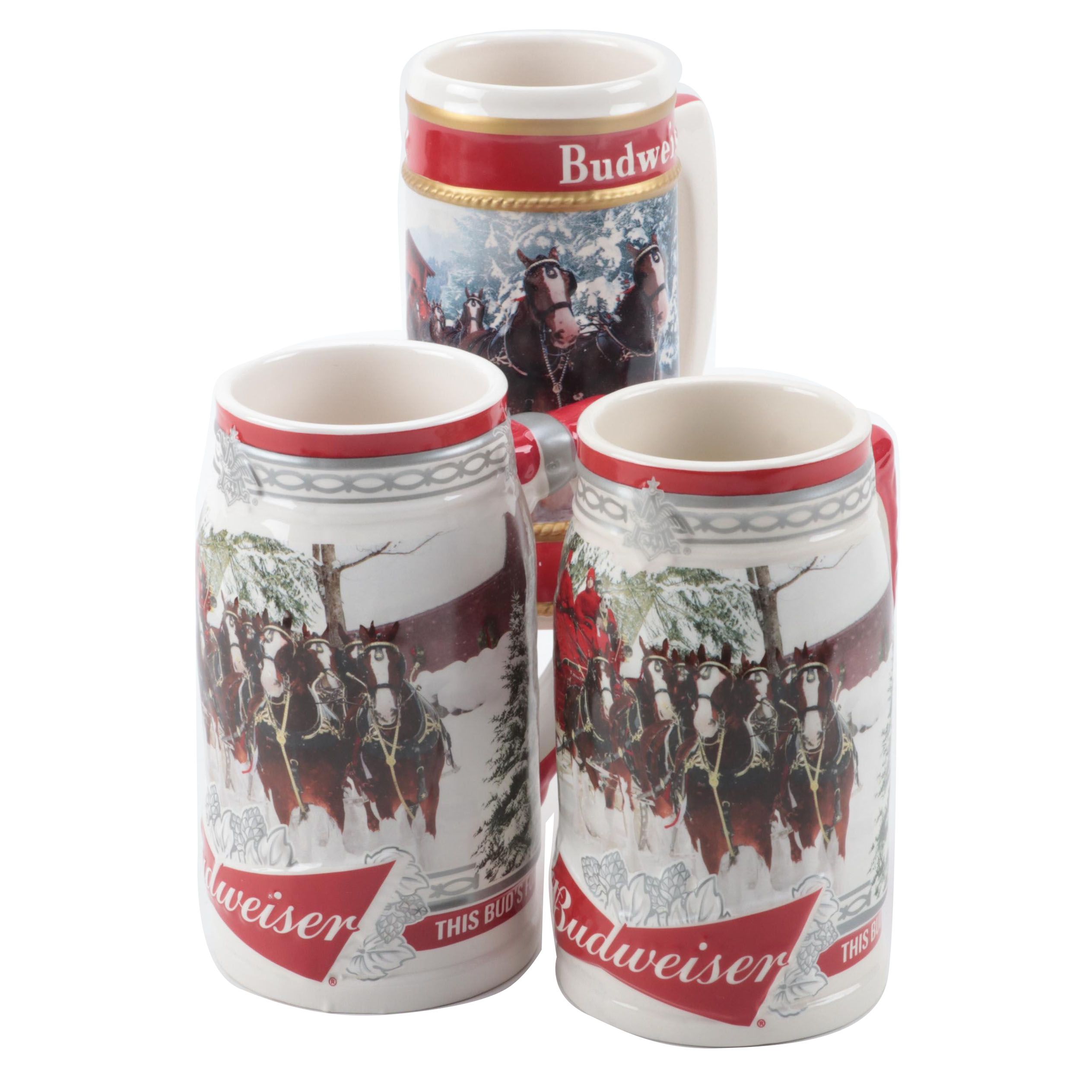 Anheuser-Busch Budweiser Holiday Ceramic Beer Steins