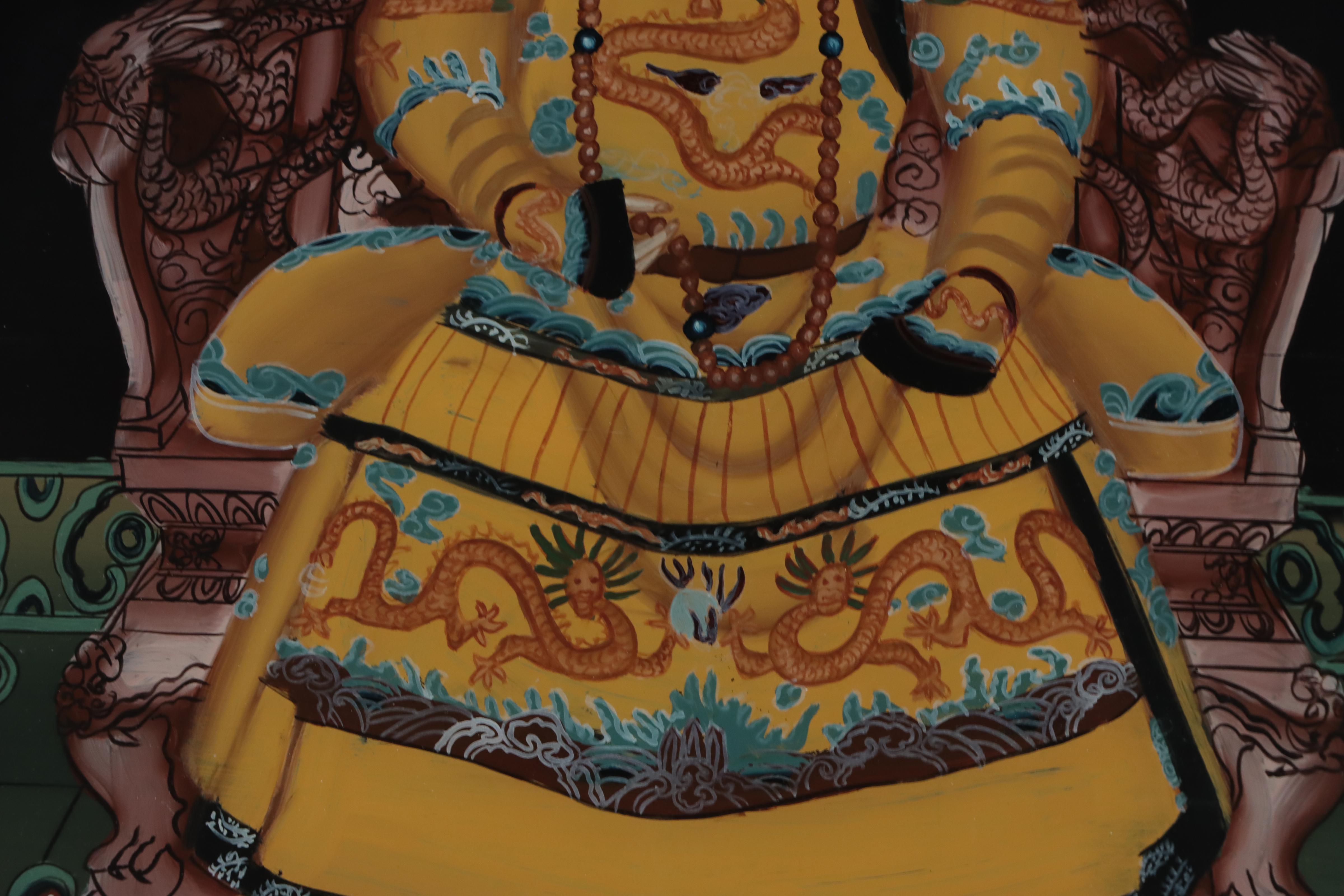 Reverse Glass Painting of Qing Emperor Ancestor Portrait