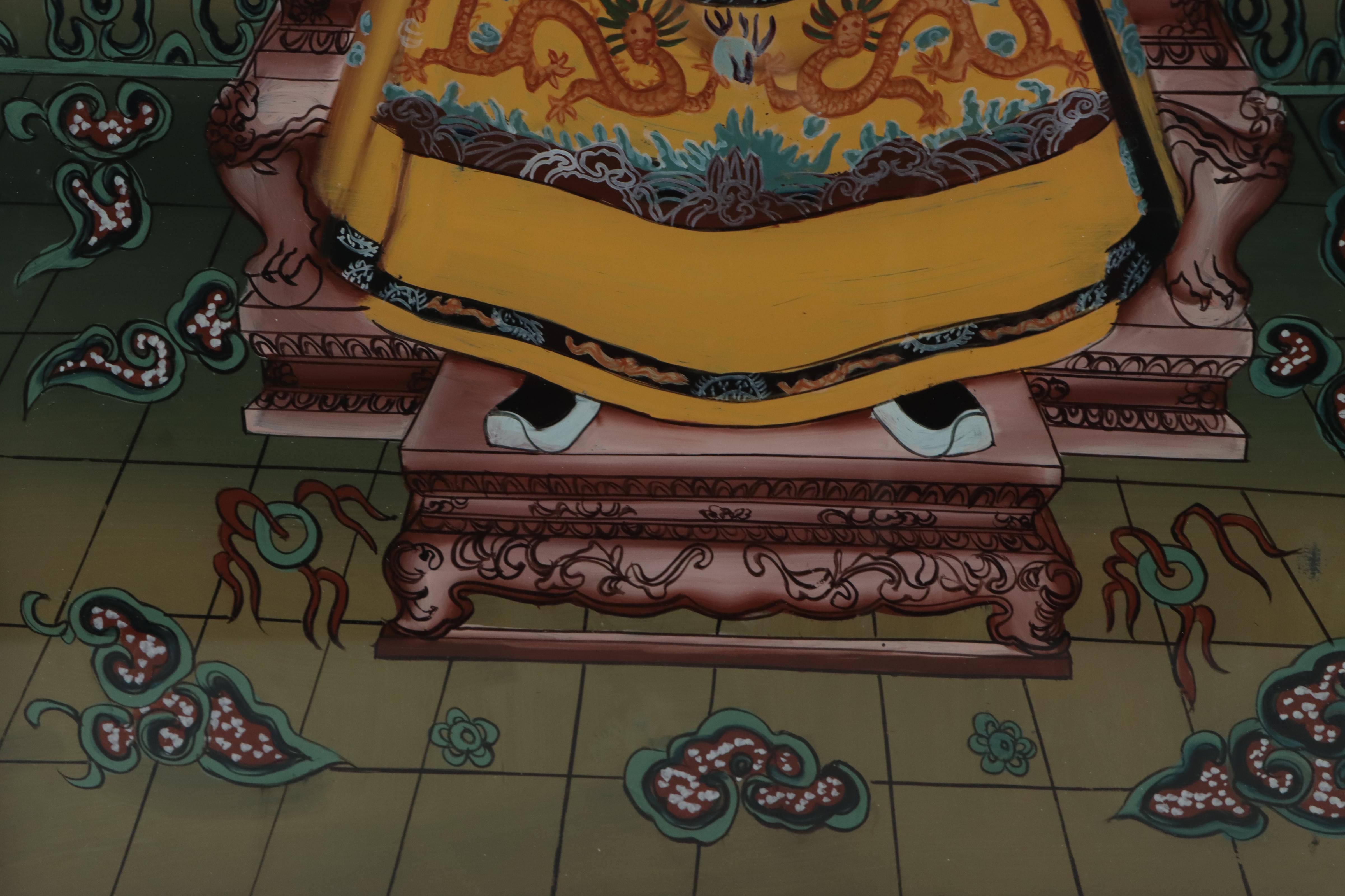 Reverse Glass Painting of Qing Emperor Ancestor Portrait