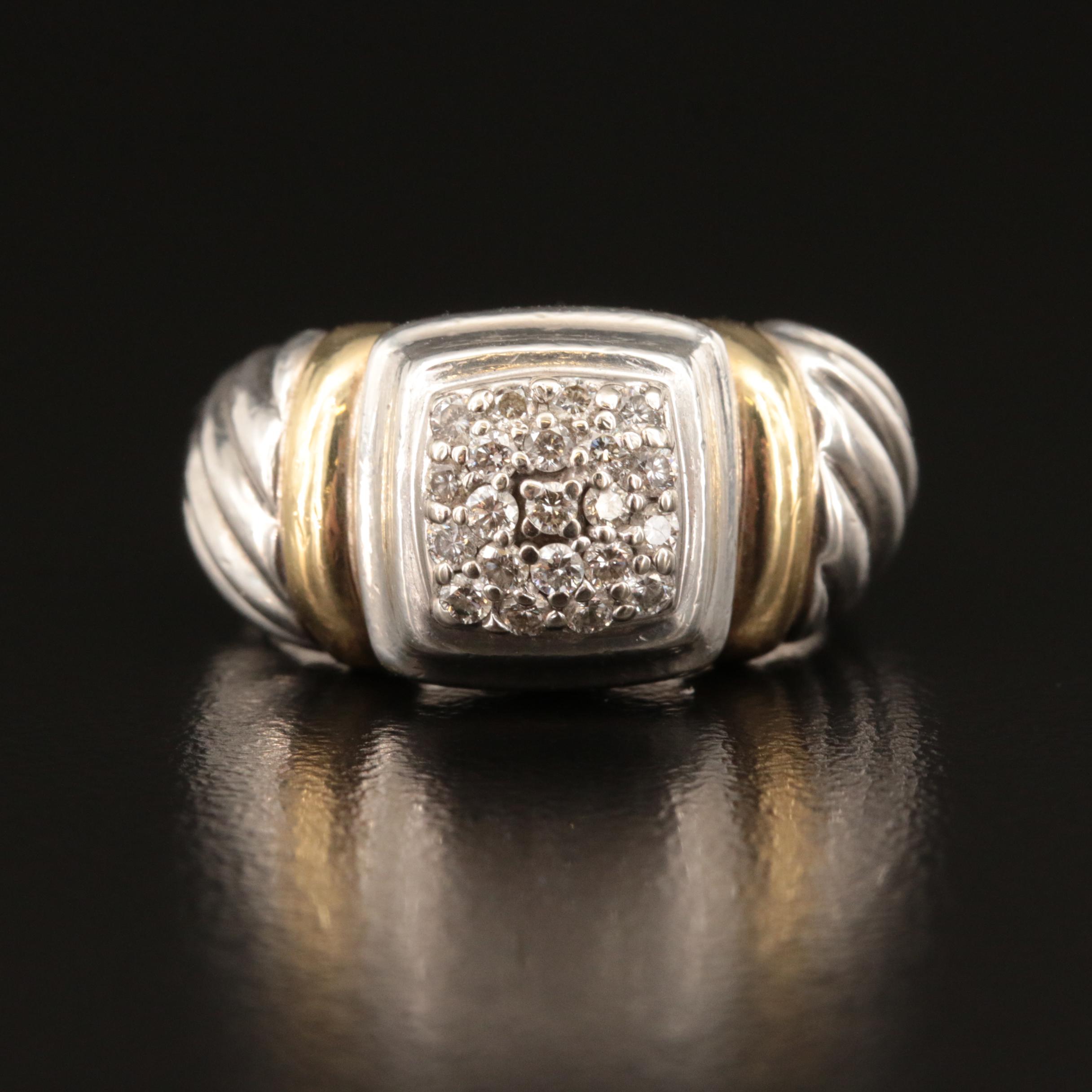 David Yurman "Noblesse" Sterling Diamond Ring